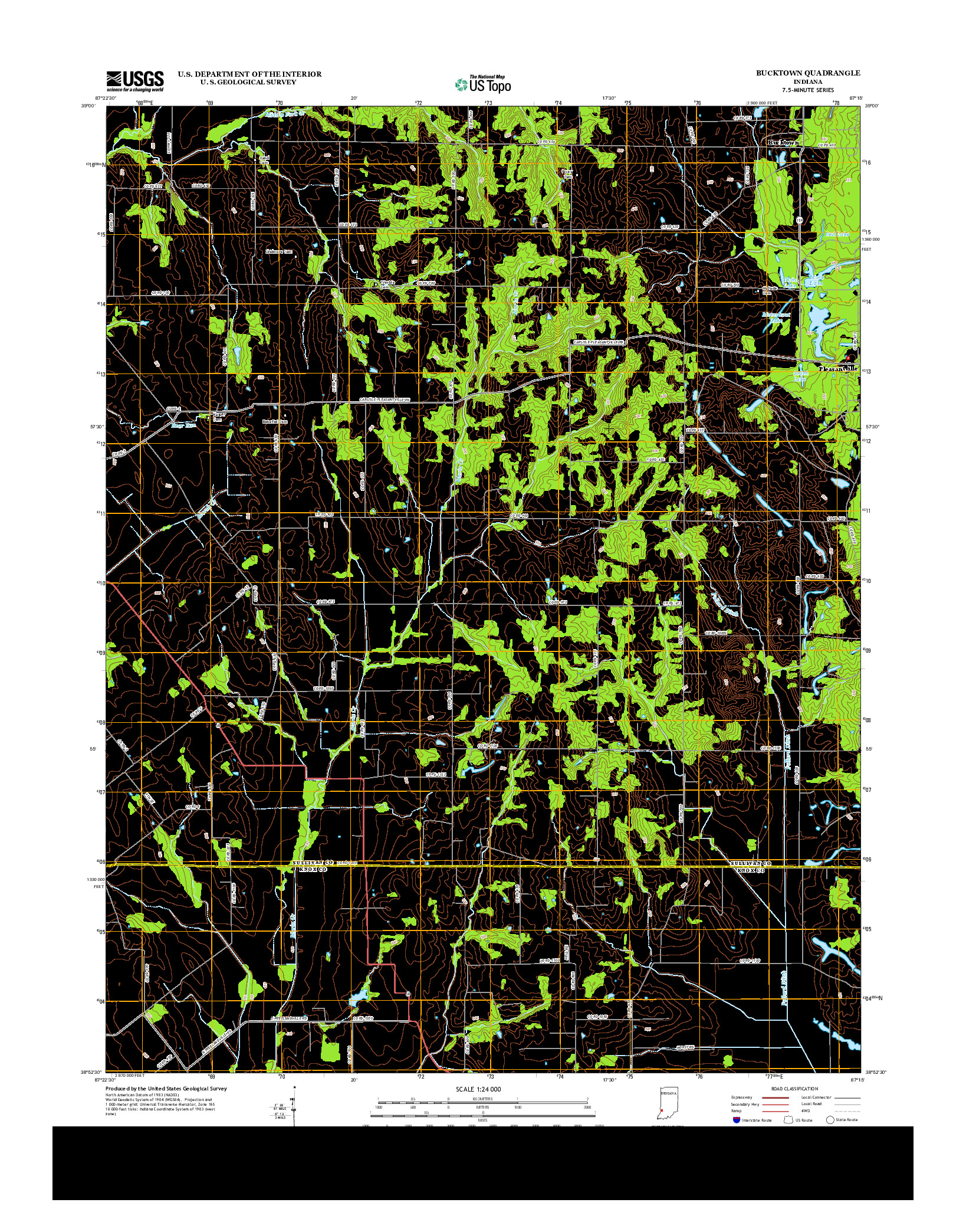 USGS US TOPO 7.5-MINUTE MAP FOR BUCKTOWN, IN 2013