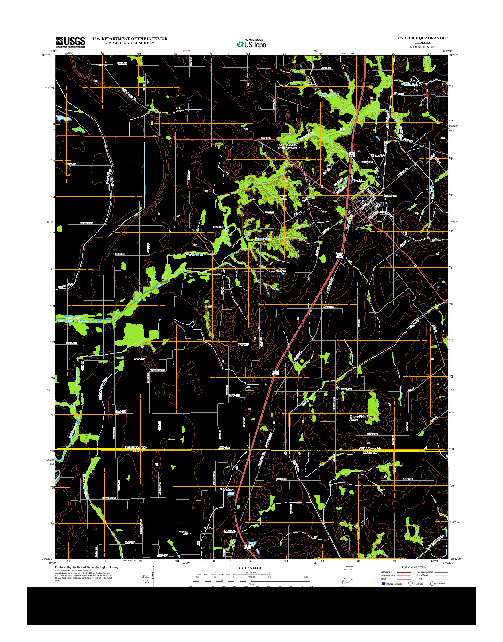 USGS US TOPO 7.5-MINUTE MAP FOR CARLISLE, IN 2013