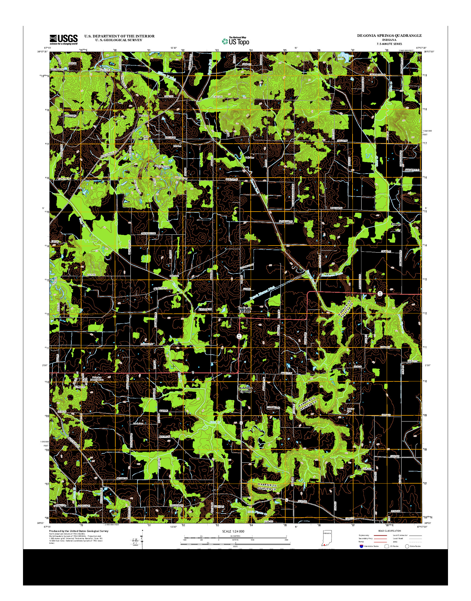 USGS US TOPO 7.5-MINUTE MAP FOR DE GONIA SPRINGS, IN 2013