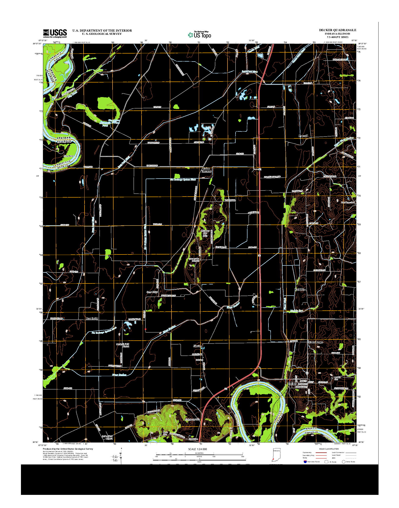 USGS US TOPO 7.5-MINUTE MAP FOR DECKER, IN-IL 2013
