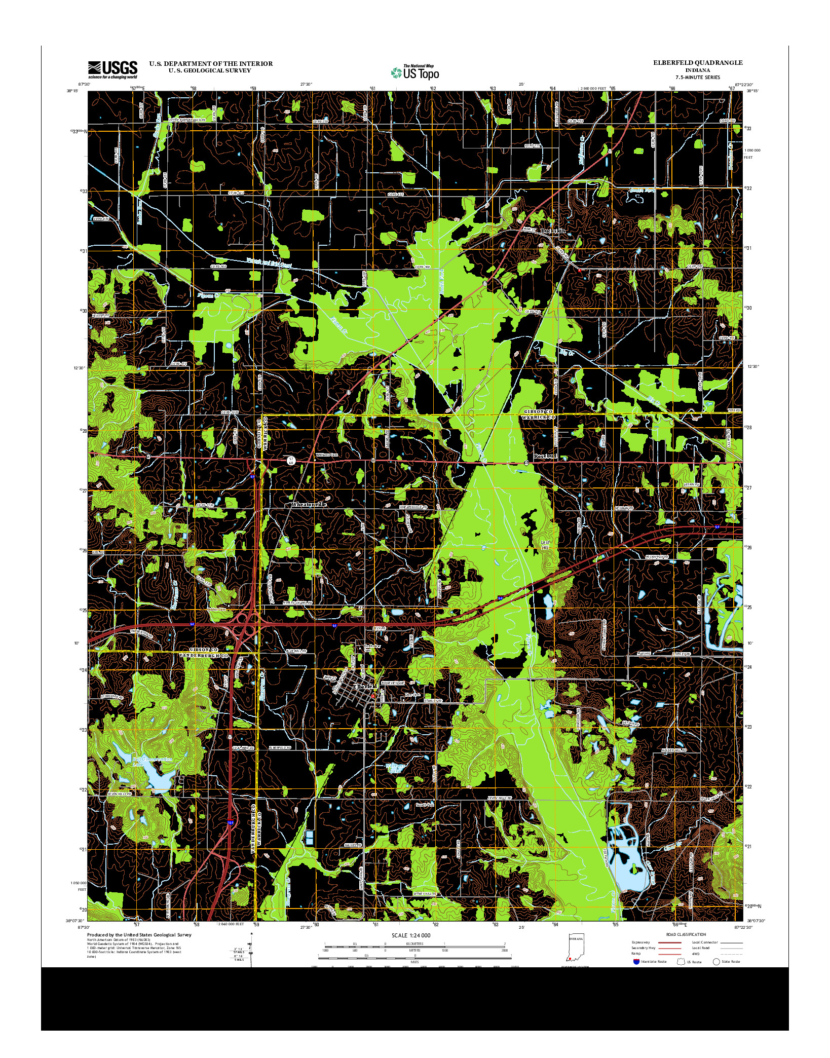 USGS US TOPO 7.5-MINUTE MAP FOR ELBERFELD, IN 2013