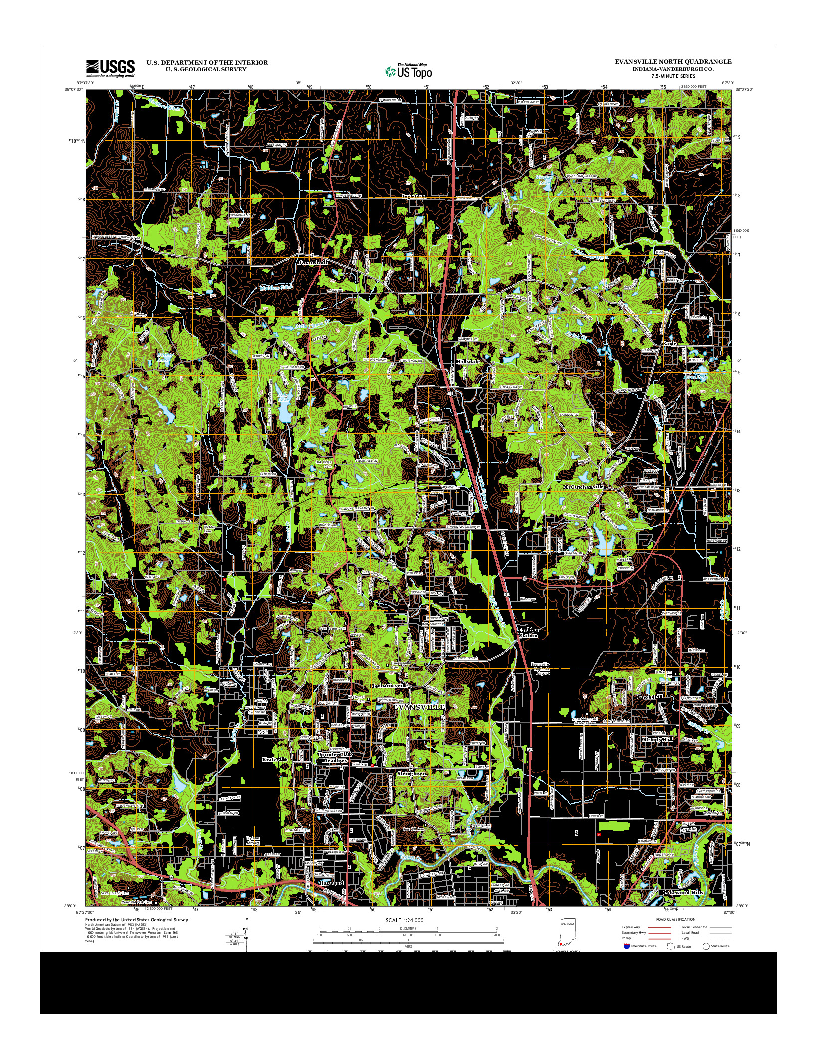 USGS US TOPO 7.5-MINUTE MAP FOR EVANSVILLE NORTH, IN 2013