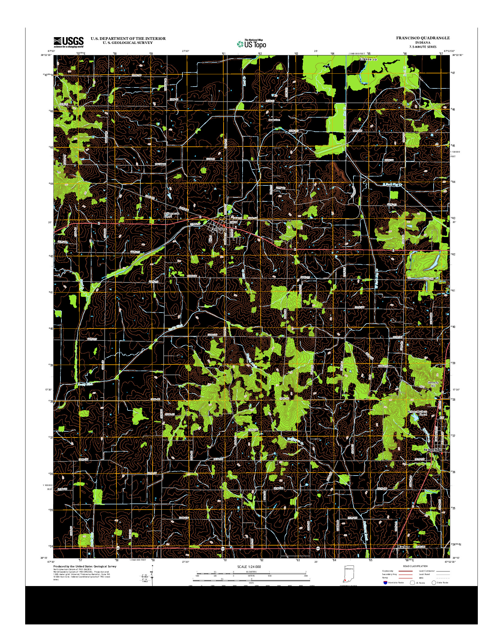 USGS US TOPO 7.5-MINUTE MAP FOR FRANCISCO, IN 2013