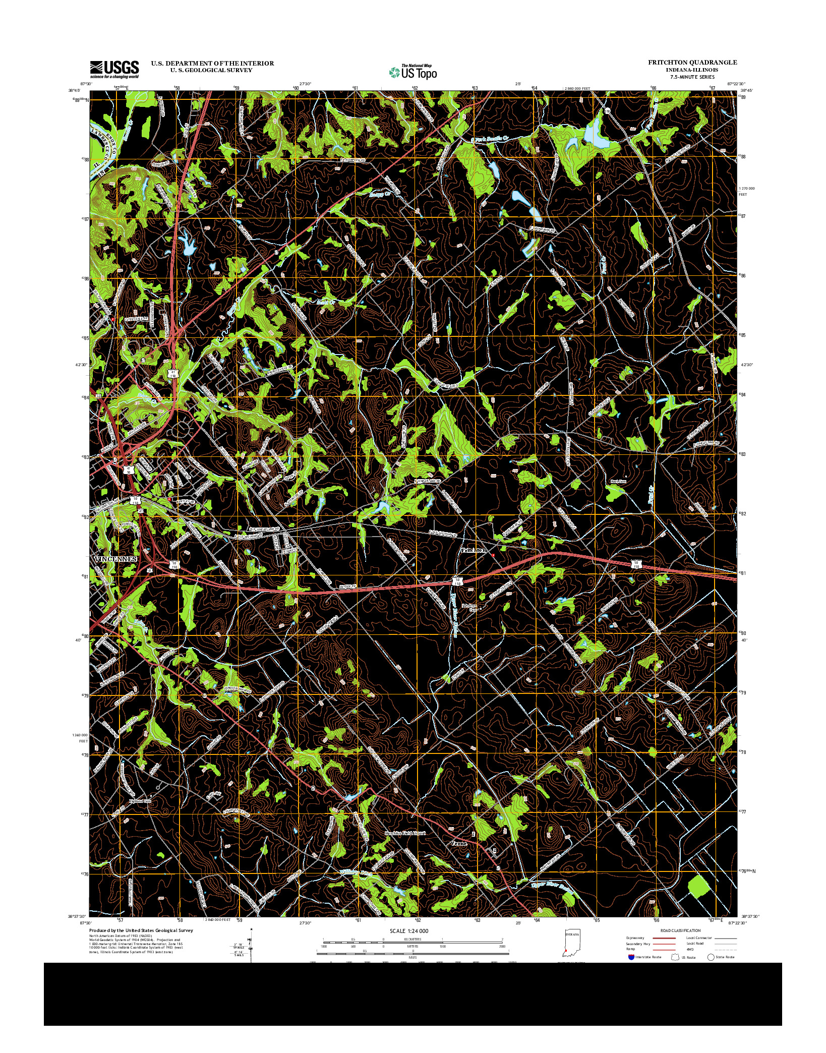 USGS US TOPO 7.5-MINUTE MAP FOR FRITCHTON, IN-IL 2013