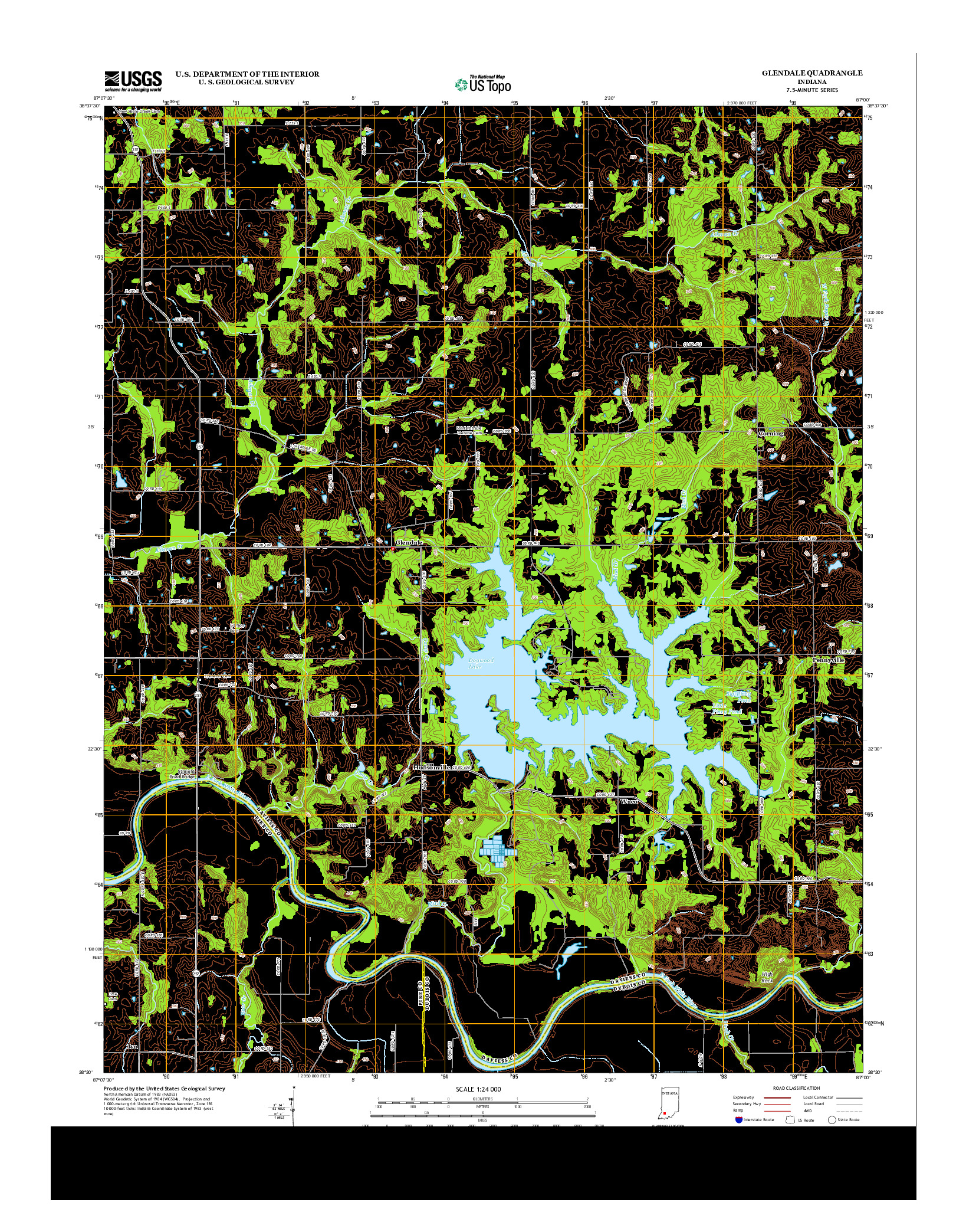 USGS US TOPO 7.5-MINUTE MAP FOR GLENDALE, IN 2013