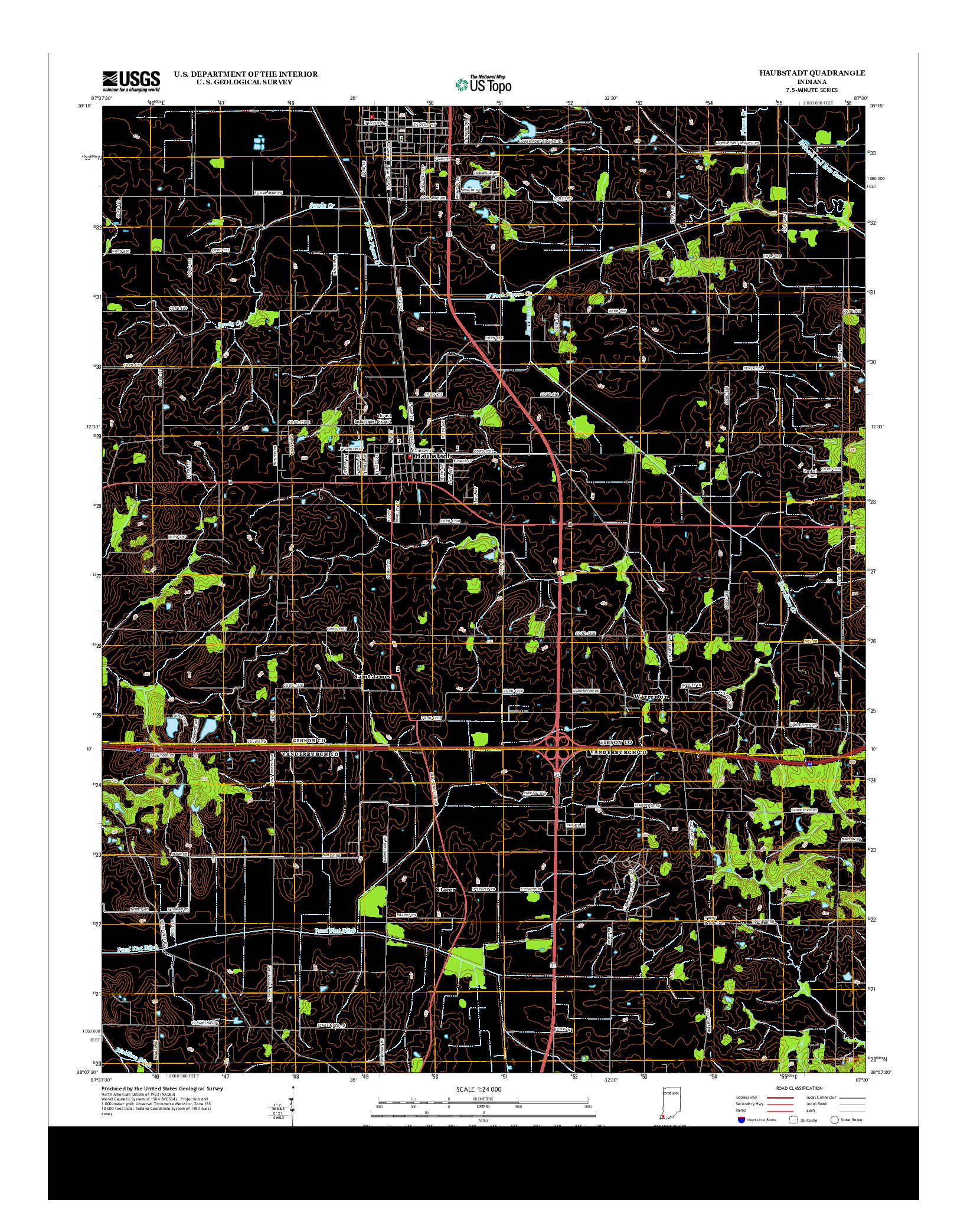 USGS US TOPO 7.5-MINUTE MAP FOR HAUBSTADT, IN 2013
