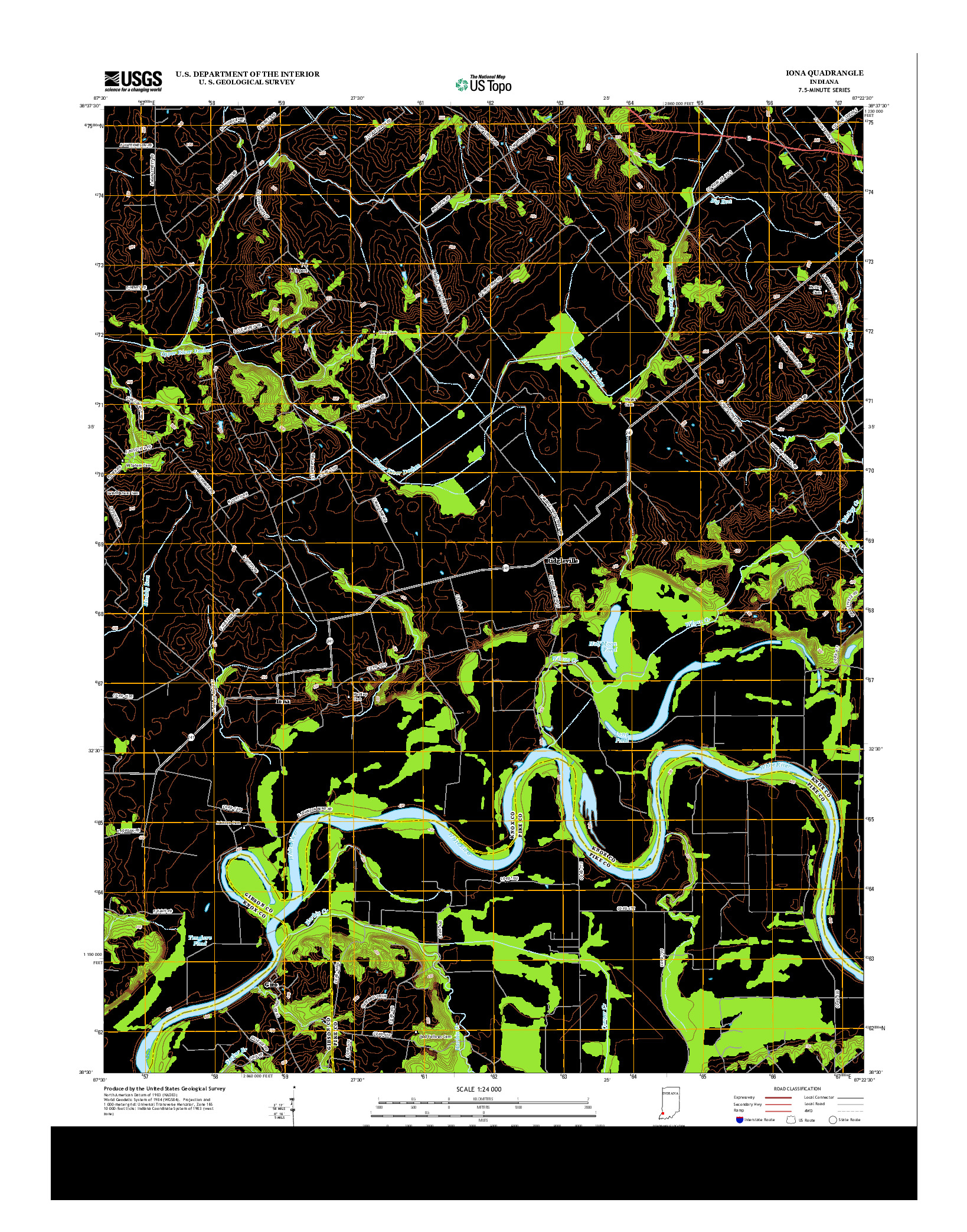 USGS US TOPO 7.5-MINUTE MAP FOR IONA, IN 2013