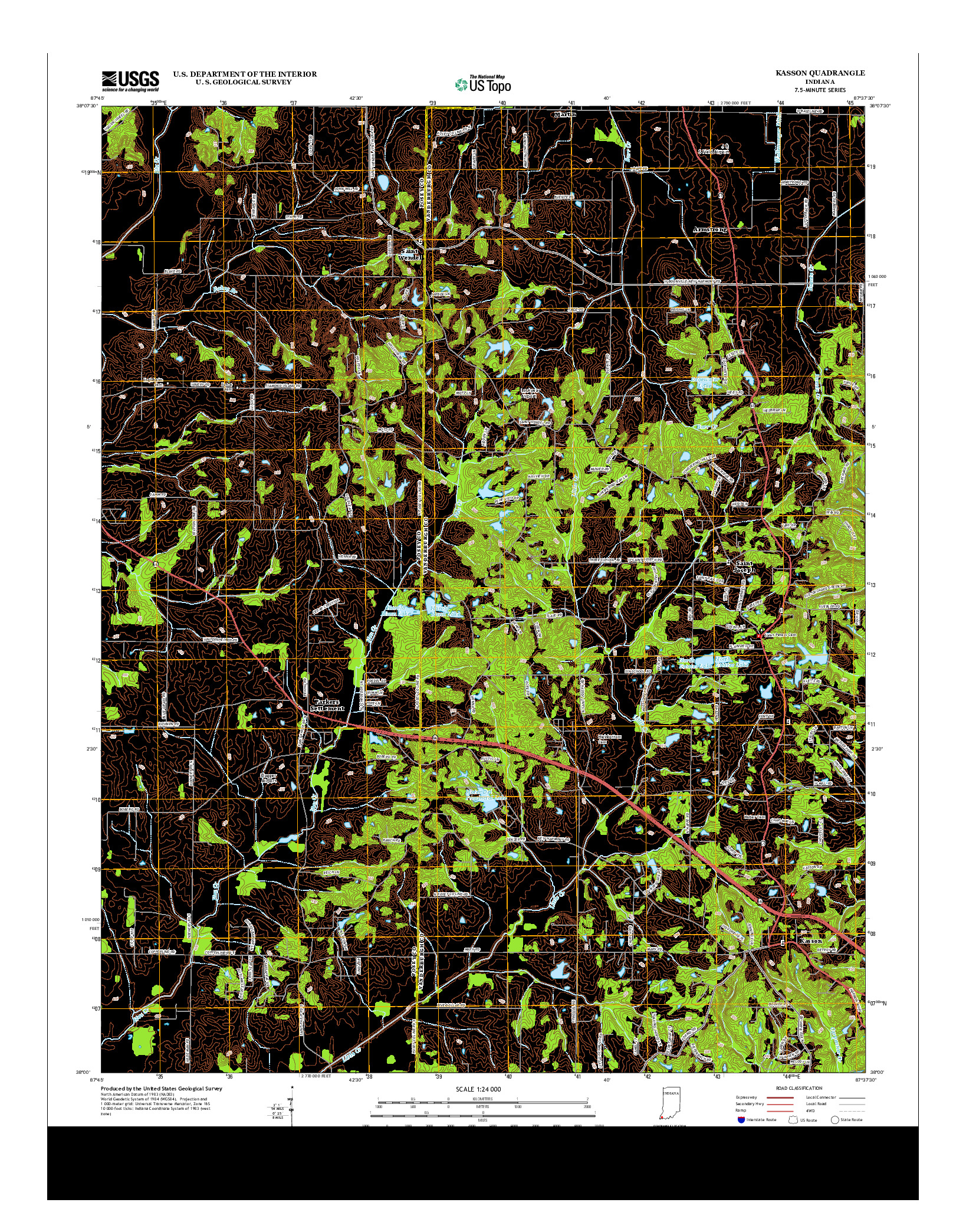 USGS US TOPO 7.5-MINUTE MAP FOR KASSON, IN 2013