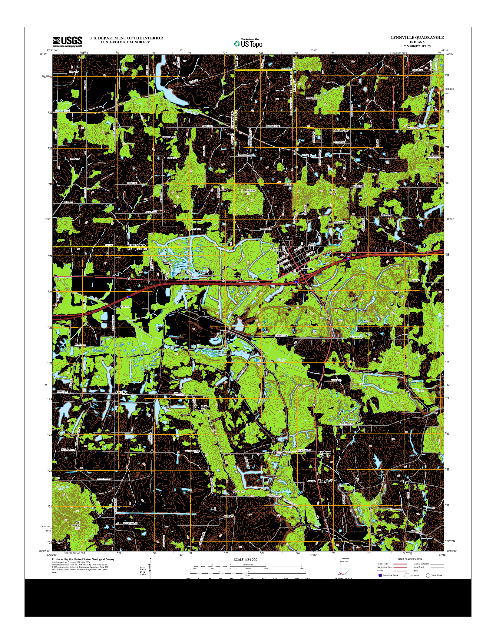 USGS US TOPO 7.5-MINUTE MAP FOR LYNNVILLE, IN 2013