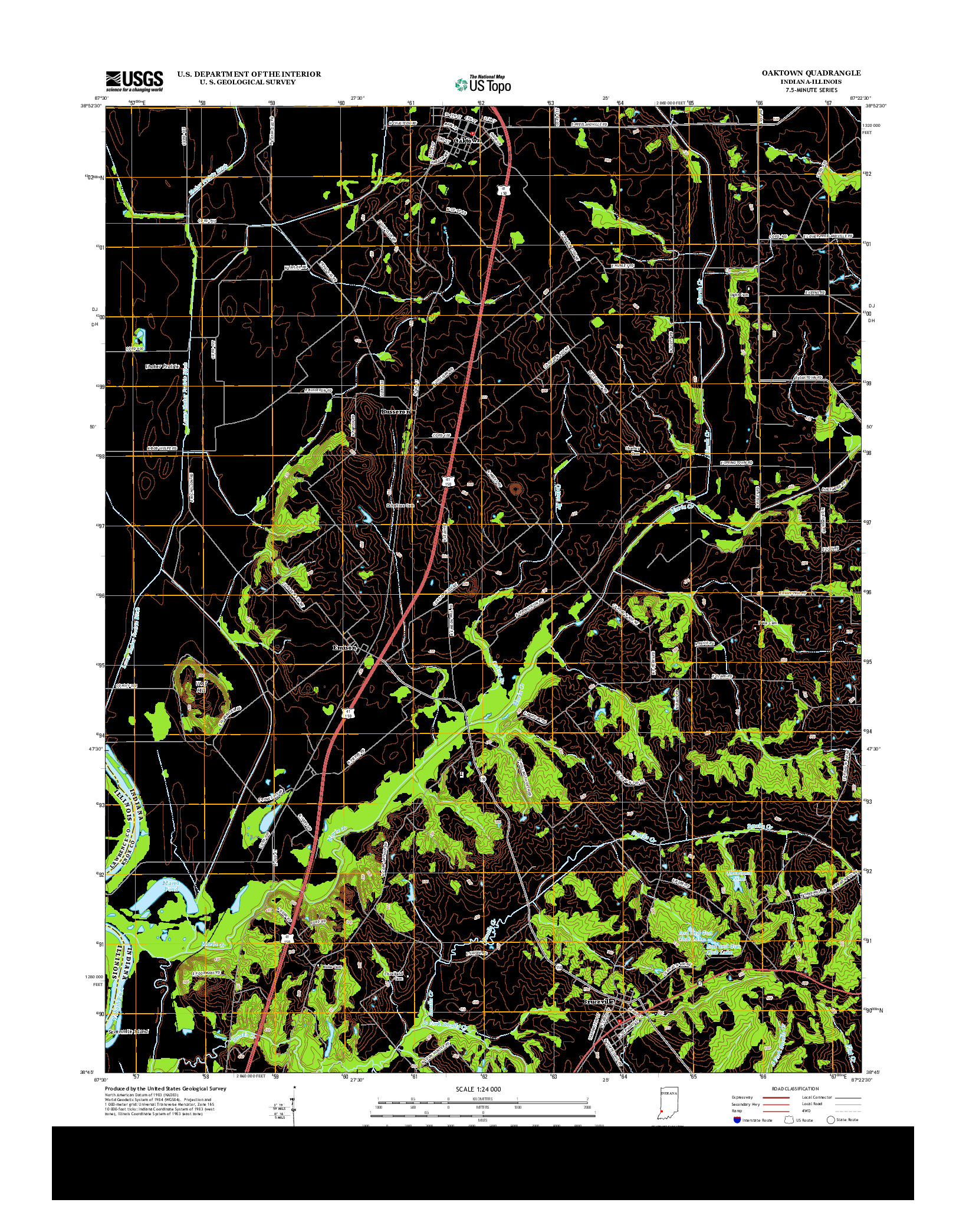 USGS US TOPO 7.5-MINUTE MAP FOR OAKTOWN, IN-IL 2013