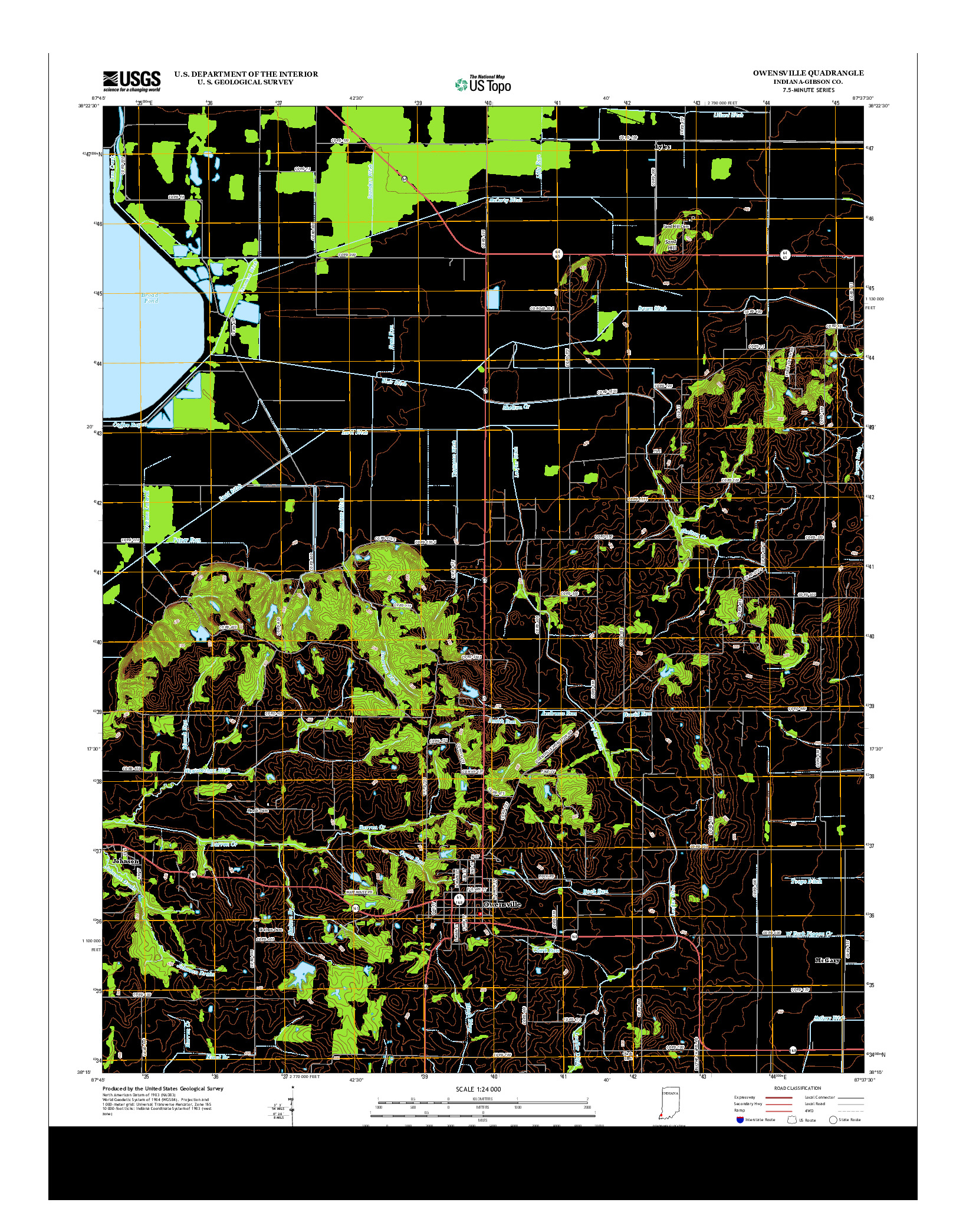 USGS US TOPO 7.5-MINUTE MAP FOR OWENSVILLE, IN 2013