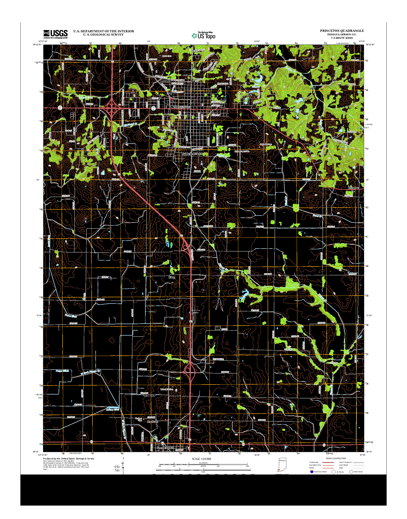 USGS US TOPO 7.5-MINUTE MAP FOR PRINCETON, IN 2013