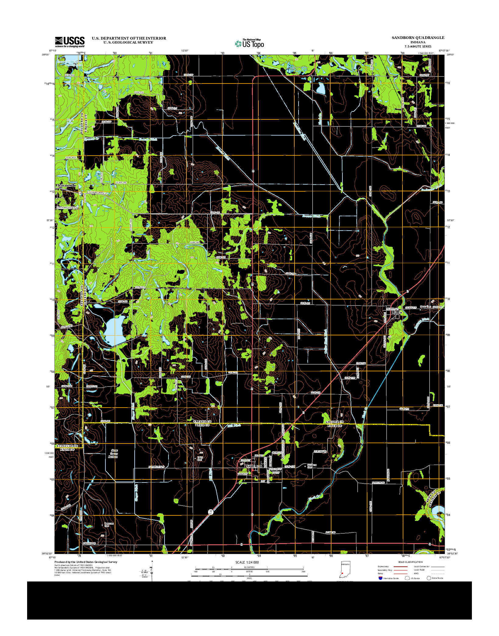 USGS US TOPO 7.5-MINUTE MAP FOR SANDBORN, IN 2013