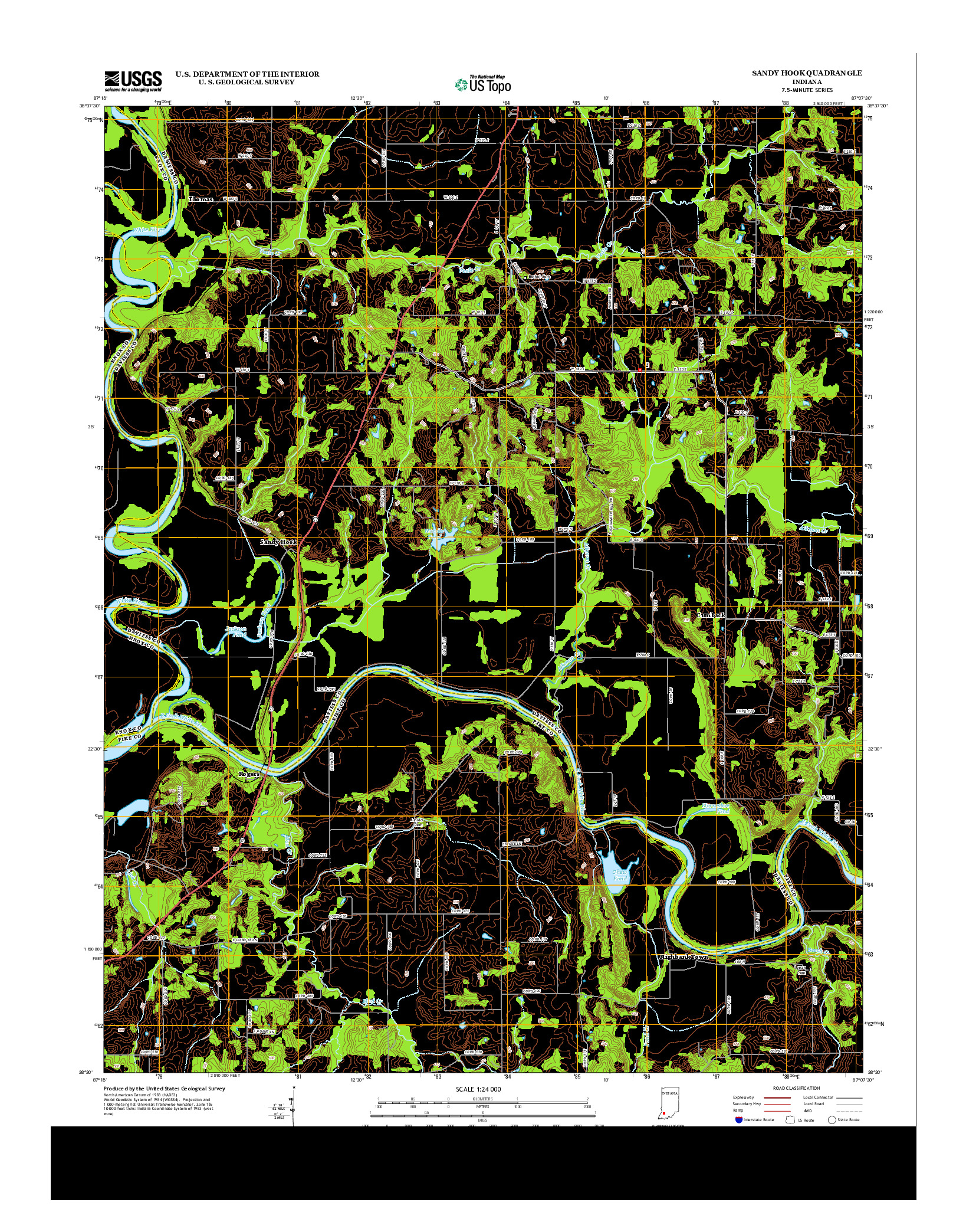 USGS US TOPO 7.5-MINUTE MAP FOR SANDY HOOK, IN 2013