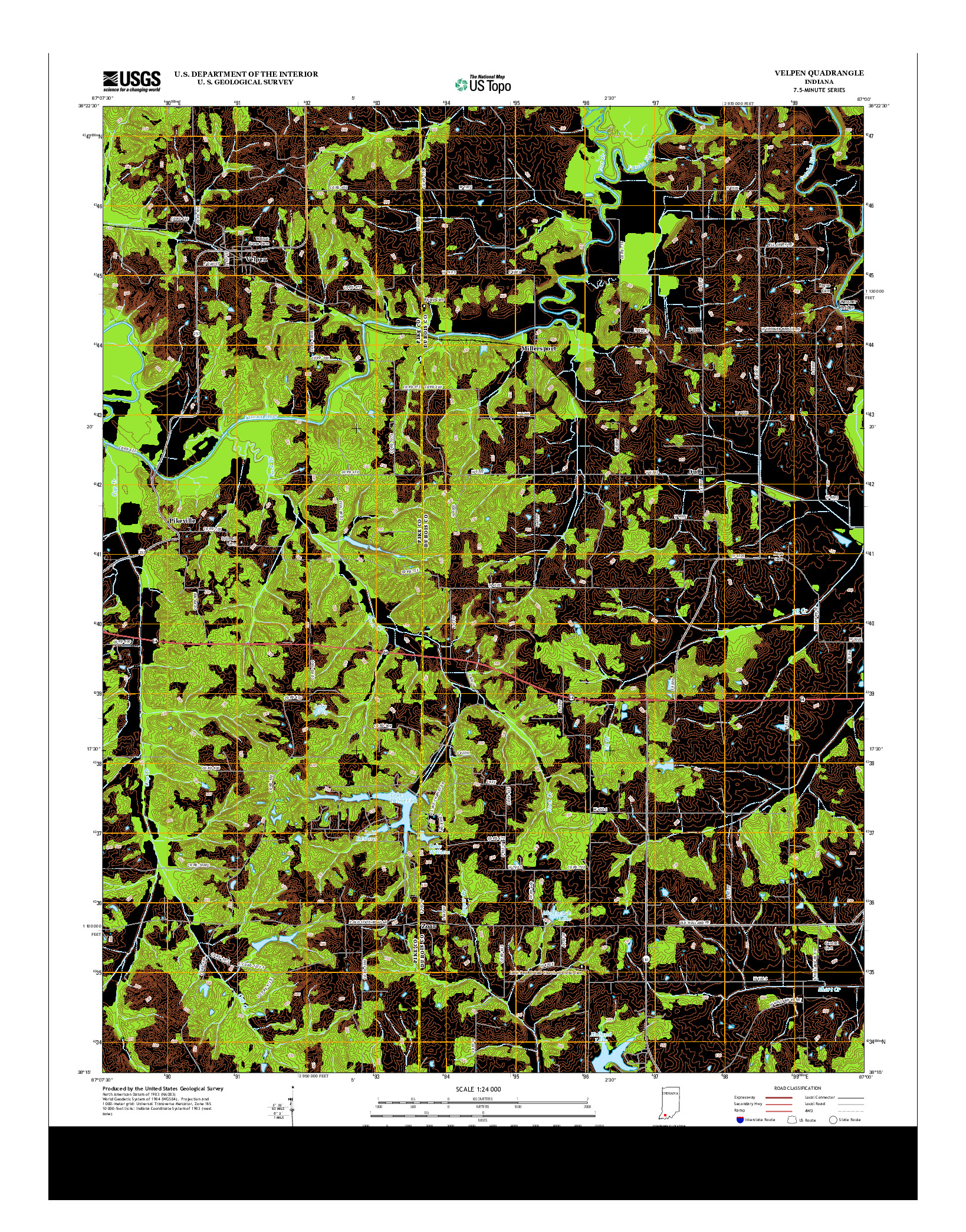 USGS US TOPO 7.5-MINUTE MAP FOR VELPEN, IN 2013