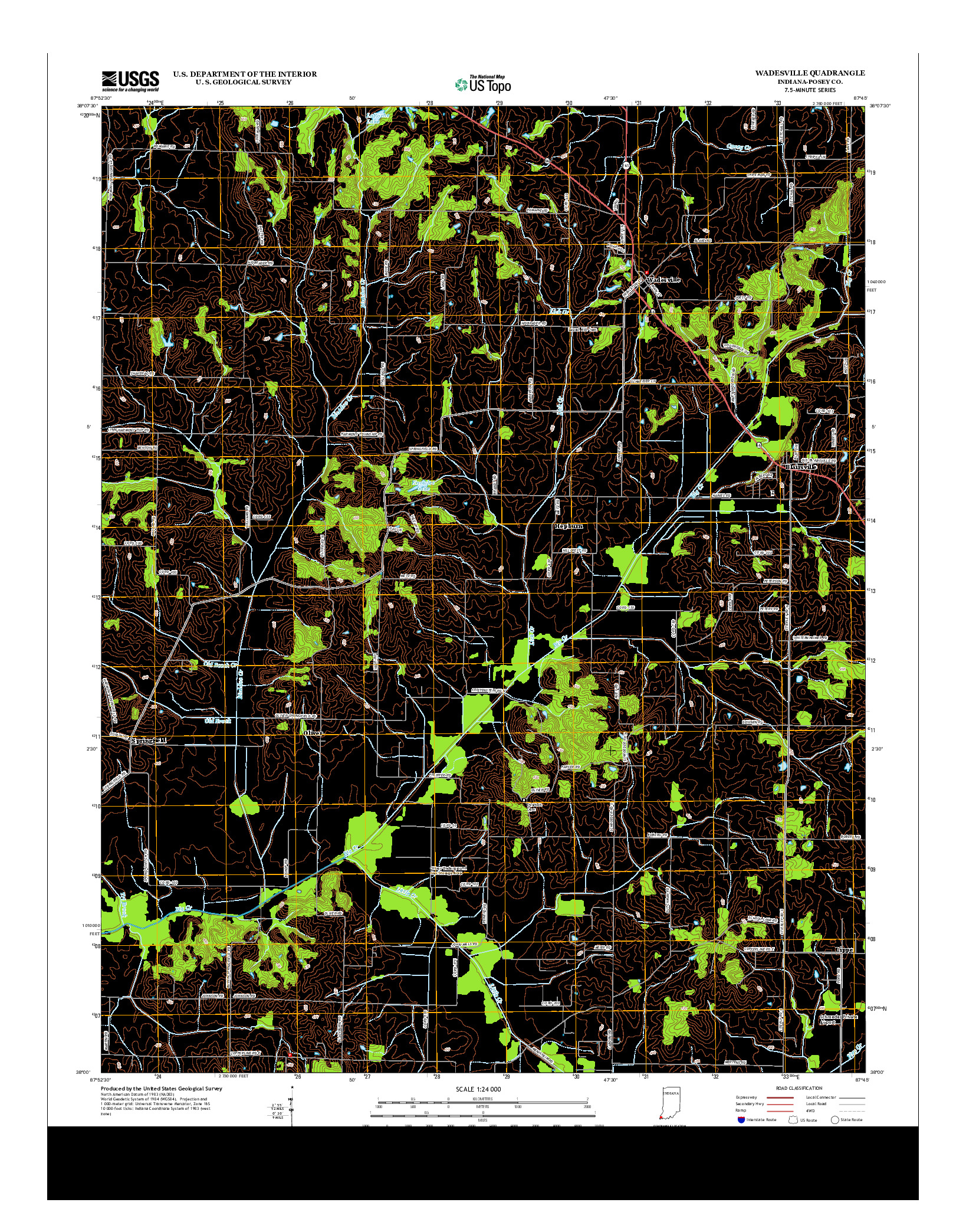 USGS US TOPO 7.5-MINUTE MAP FOR WADESVILLE, IN 2013