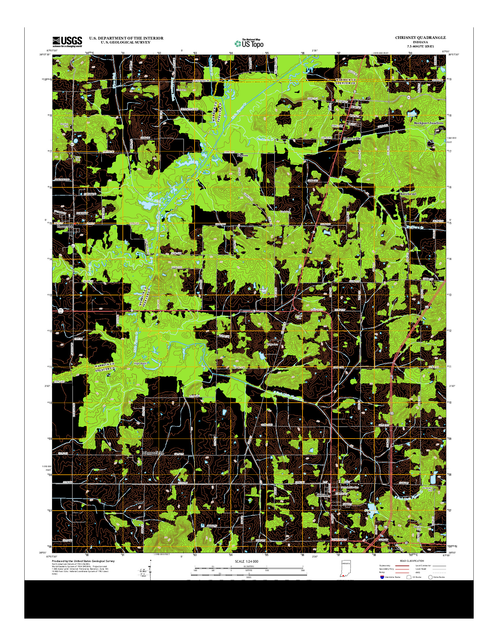 USGS US TOPO 7.5-MINUTE MAP FOR CHRISNEY, IN 2013