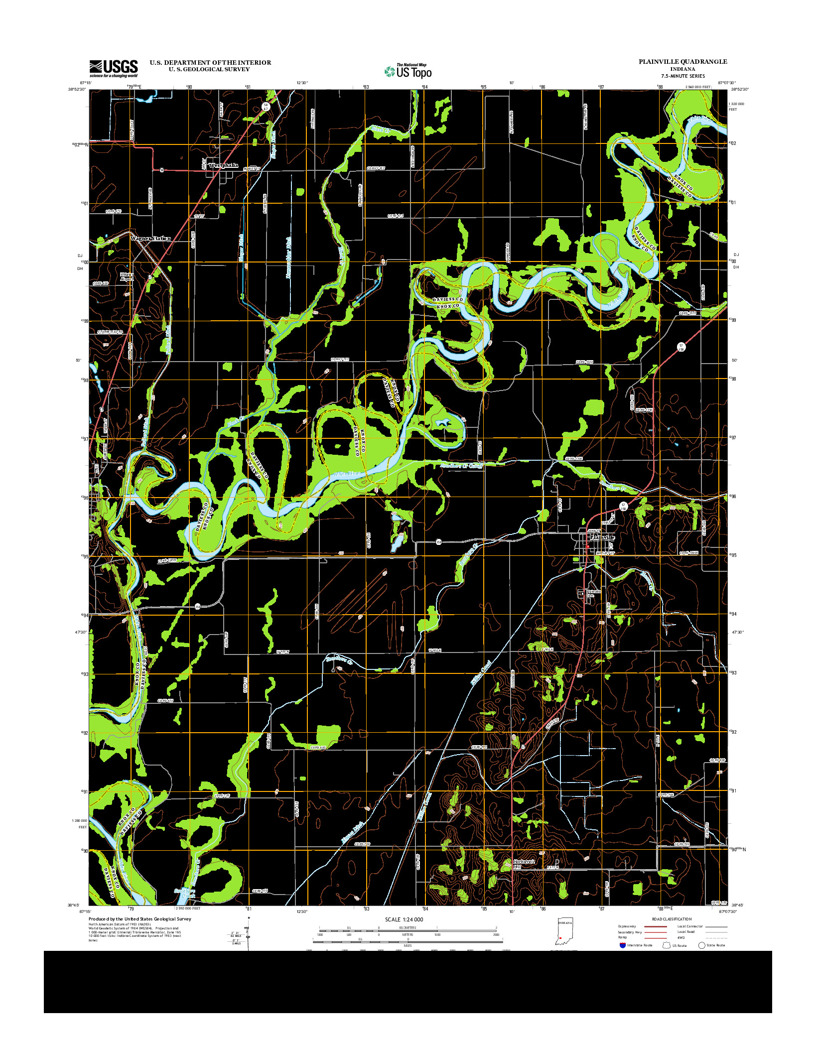 USGS US TOPO 7.5-MINUTE MAP FOR PLAINVILLE, IN 2013