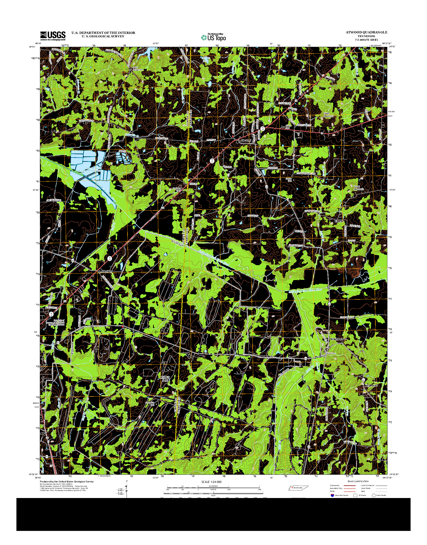 USGS US TOPO 7.5-MINUTE MAP FOR ATWOOD, TN 2013