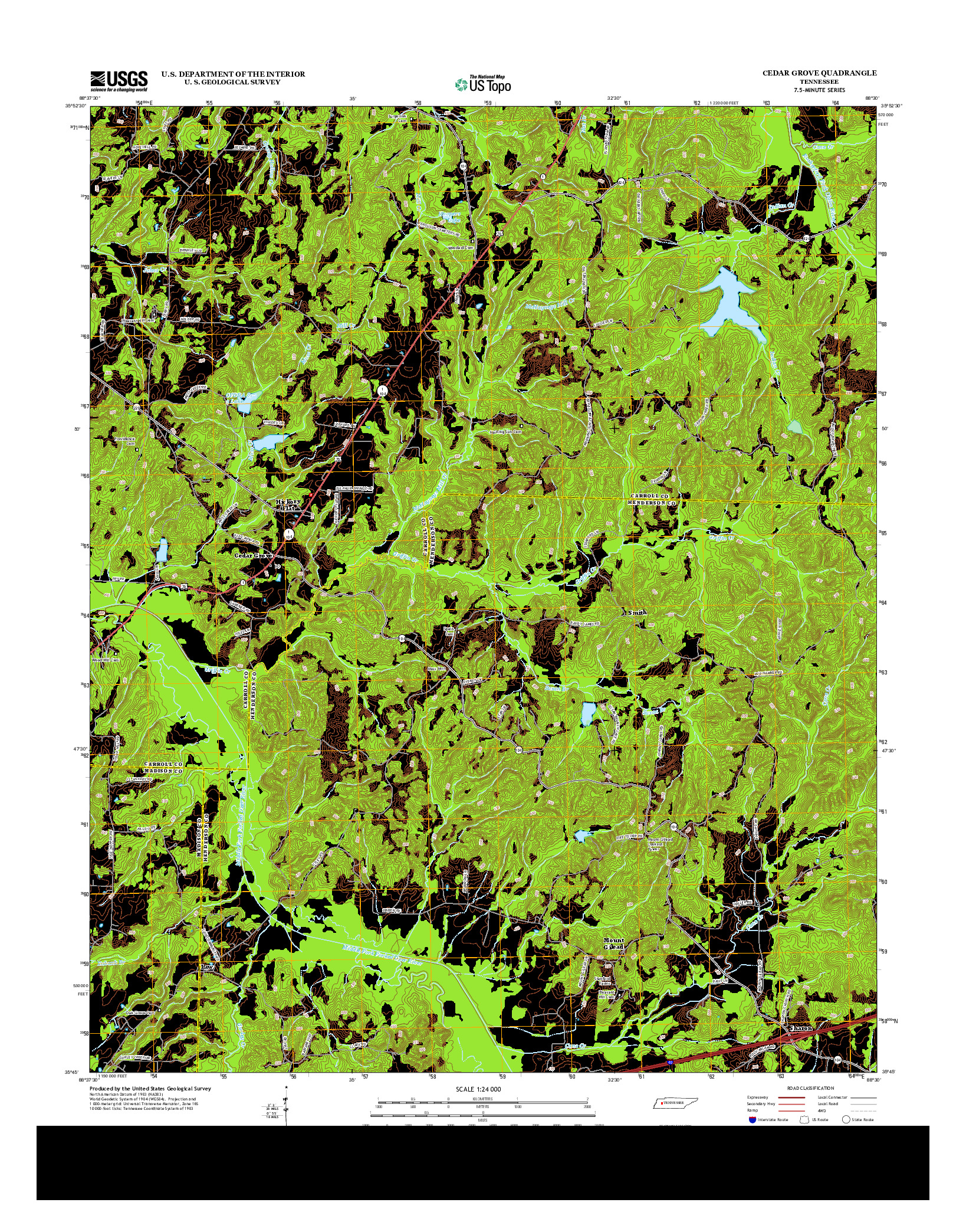 USGS US TOPO 7.5-MINUTE MAP FOR CEDAR GROVE, TN 2013
