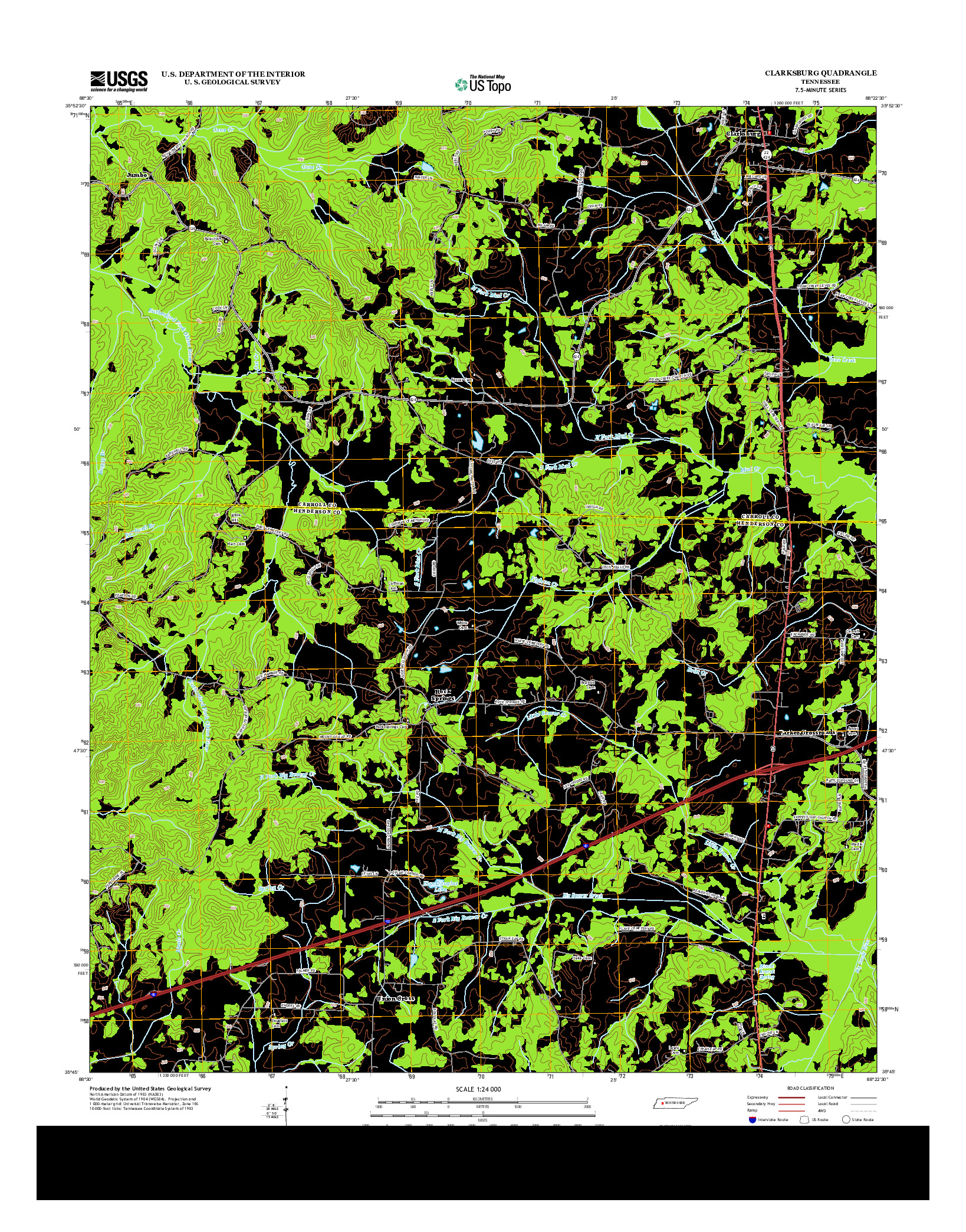 USGS US TOPO 7.5-MINUTE MAP FOR CLARKSBURG, TN 2013