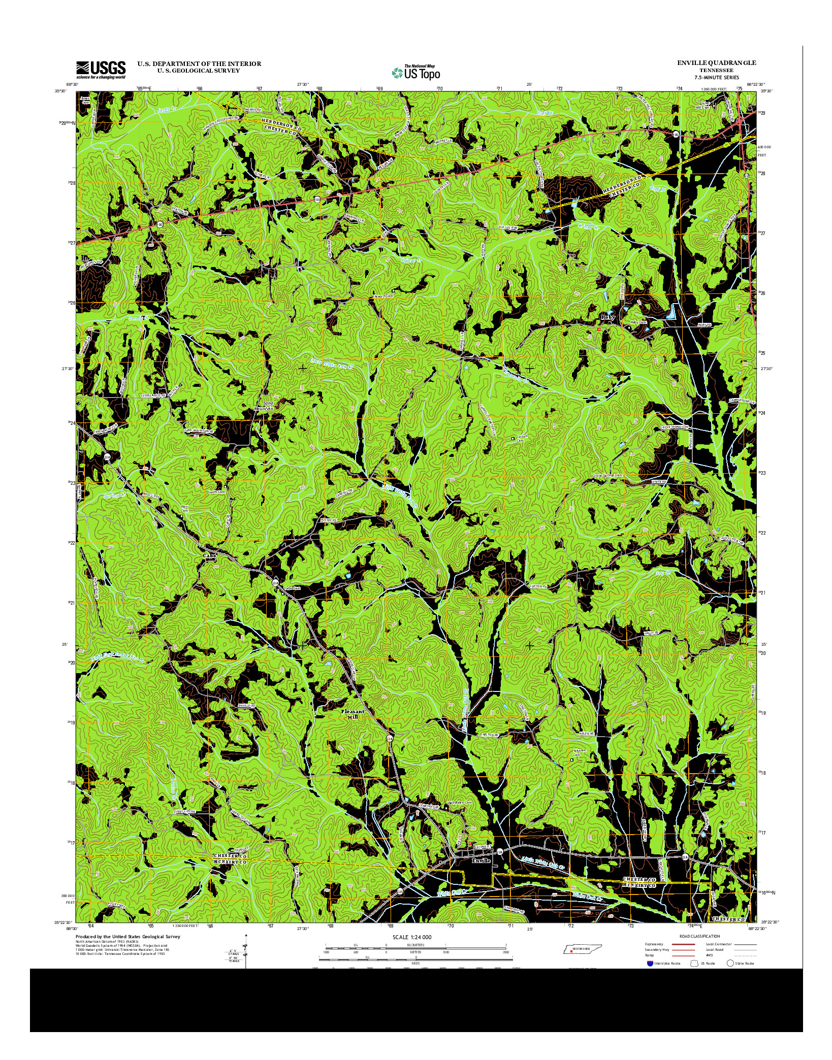 USGS US TOPO 7.5-MINUTE MAP FOR ENVILLE, TN 2013