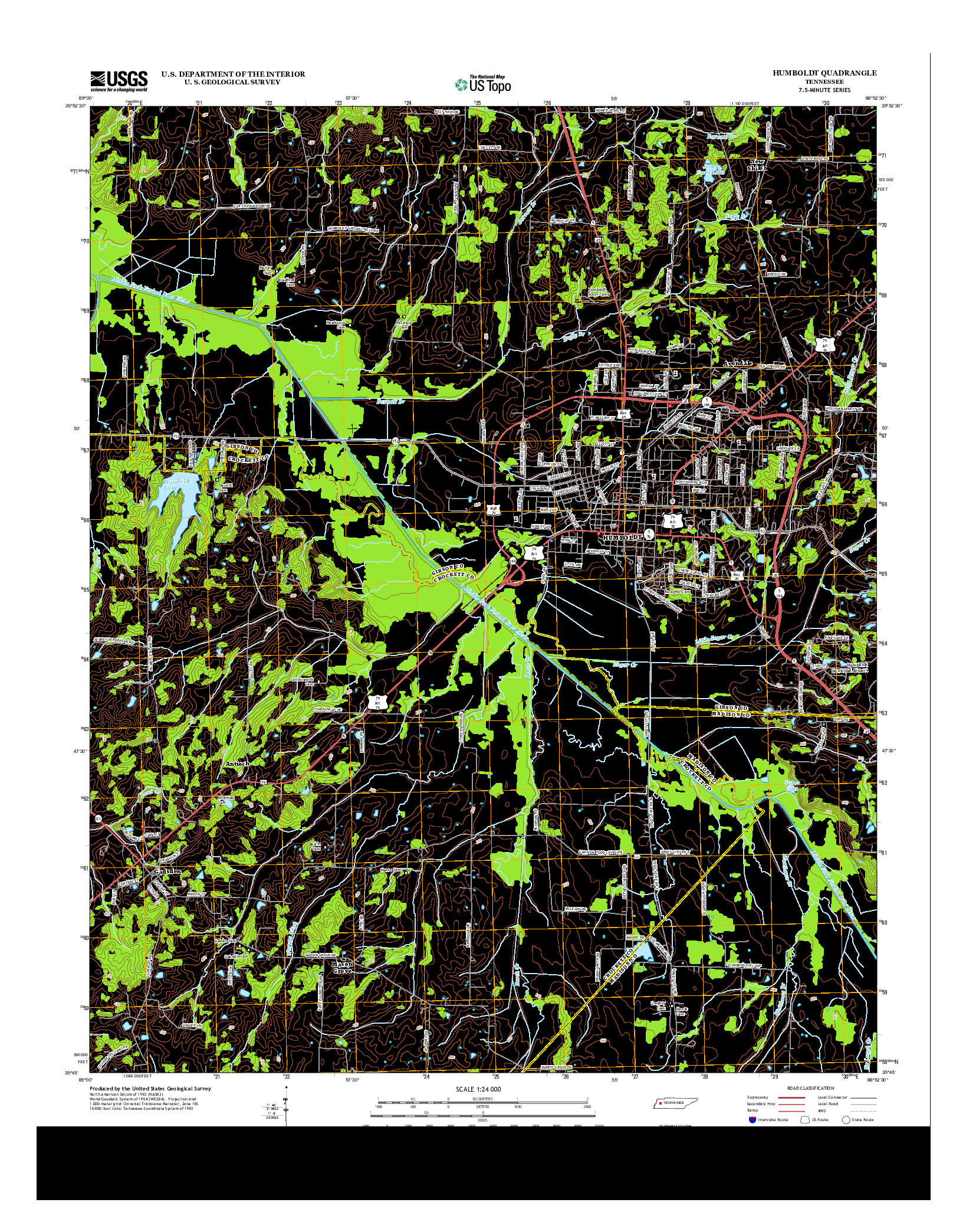 USGS US TOPO 7.5-MINUTE MAP FOR HUMBOLDT, TN 2013