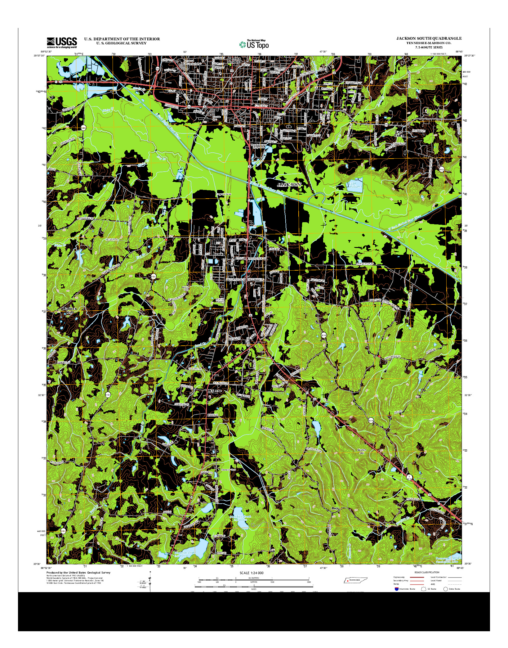 USGS US TOPO 7.5-MINUTE MAP FOR JACKSON SOUTH, TN 2013