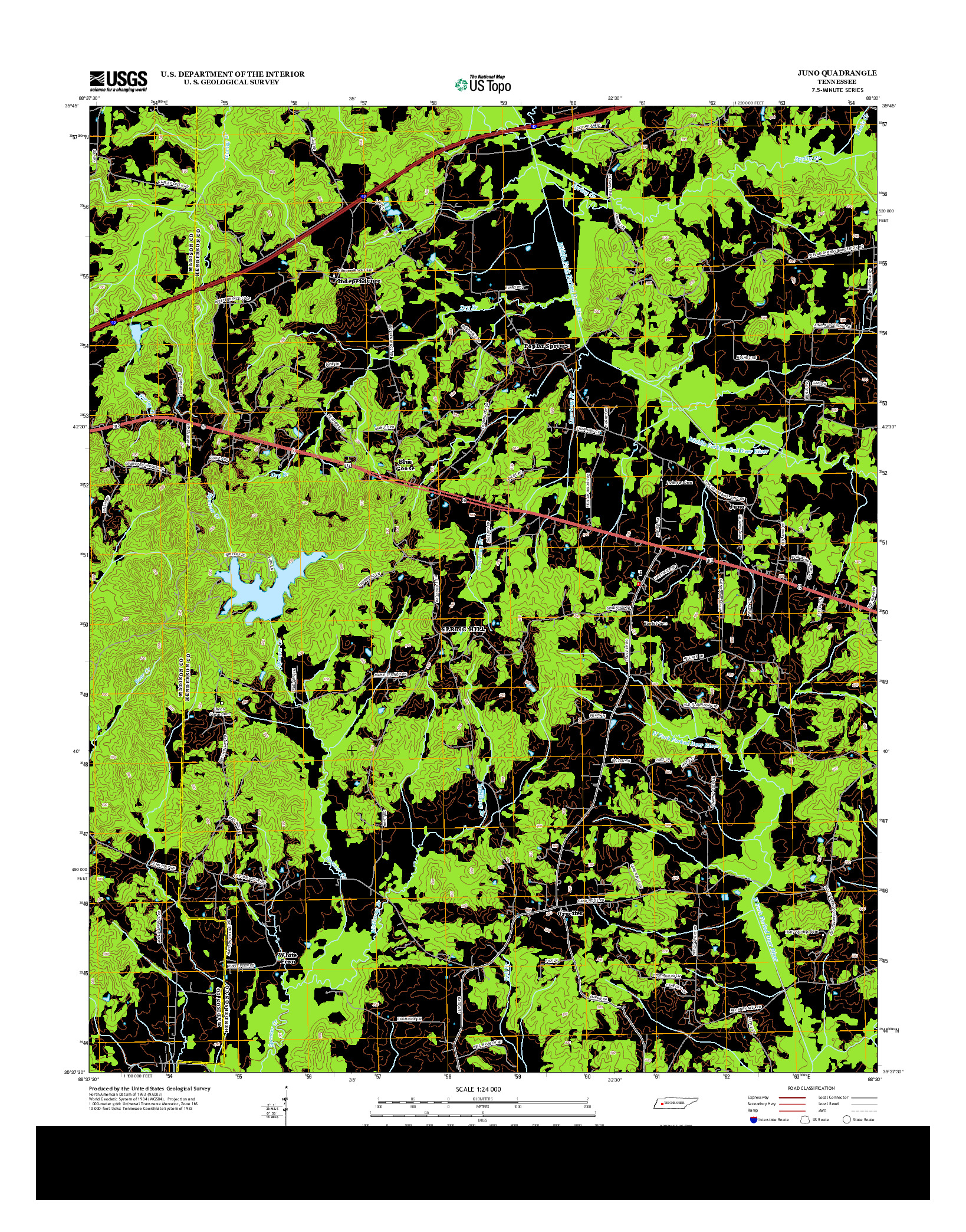 USGS US TOPO 7.5-MINUTE MAP FOR JUNO, TN 2013