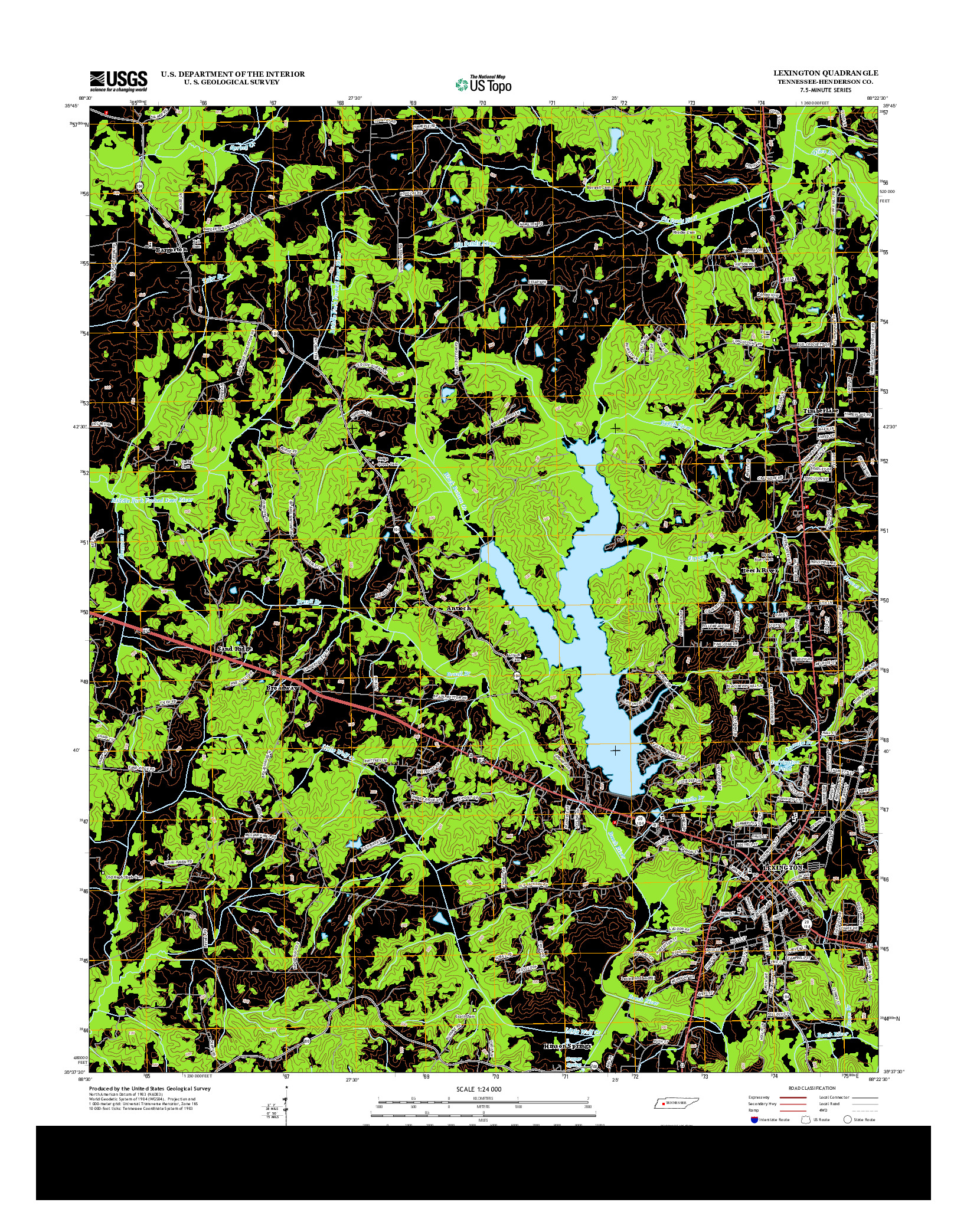 USGS US TOPO 7.5-MINUTE MAP FOR LEXINGTON, TN 2013