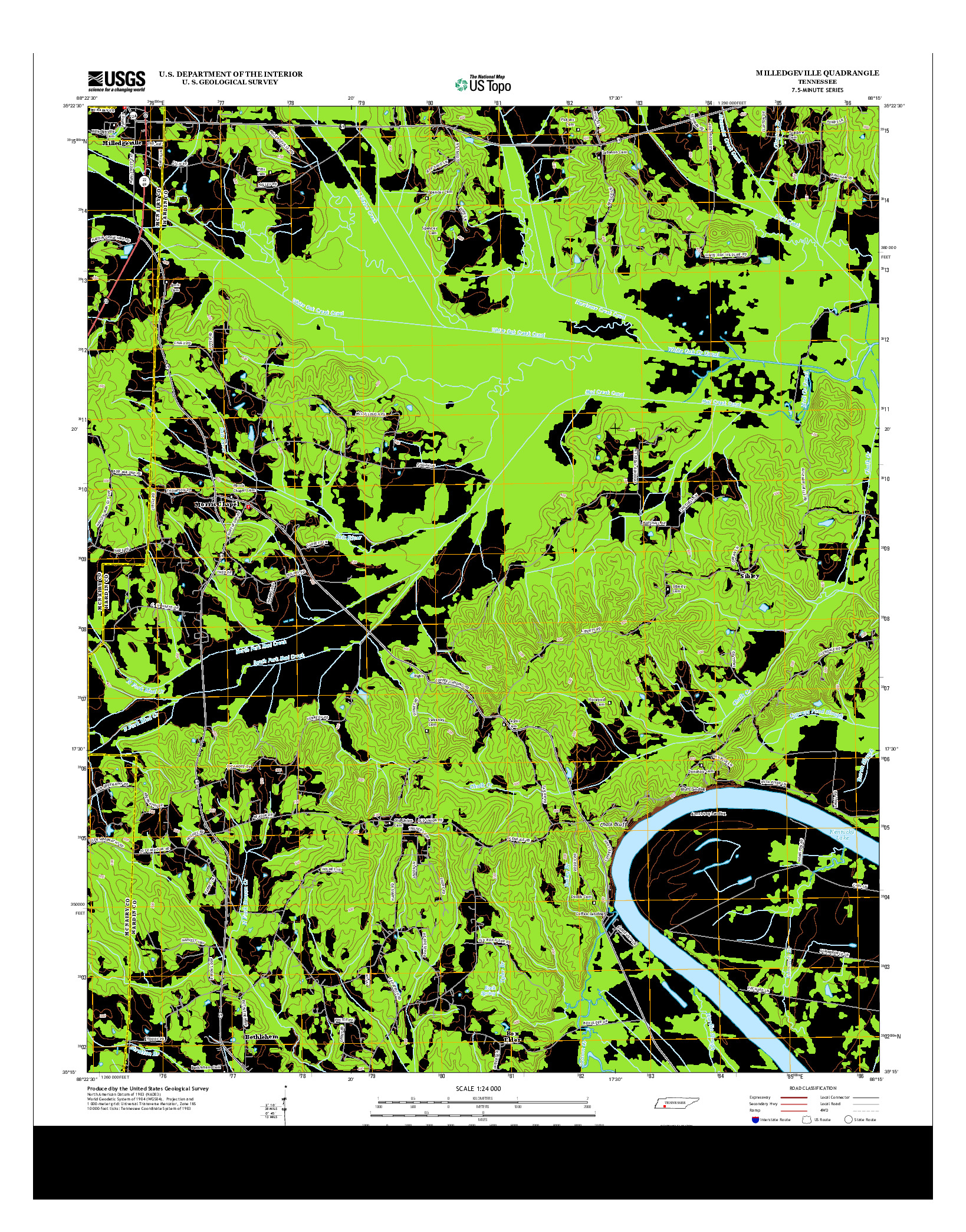 USGS US TOPO 7.5-MINUTE MAP FOR MILLEDGEVILLE, TN 2013