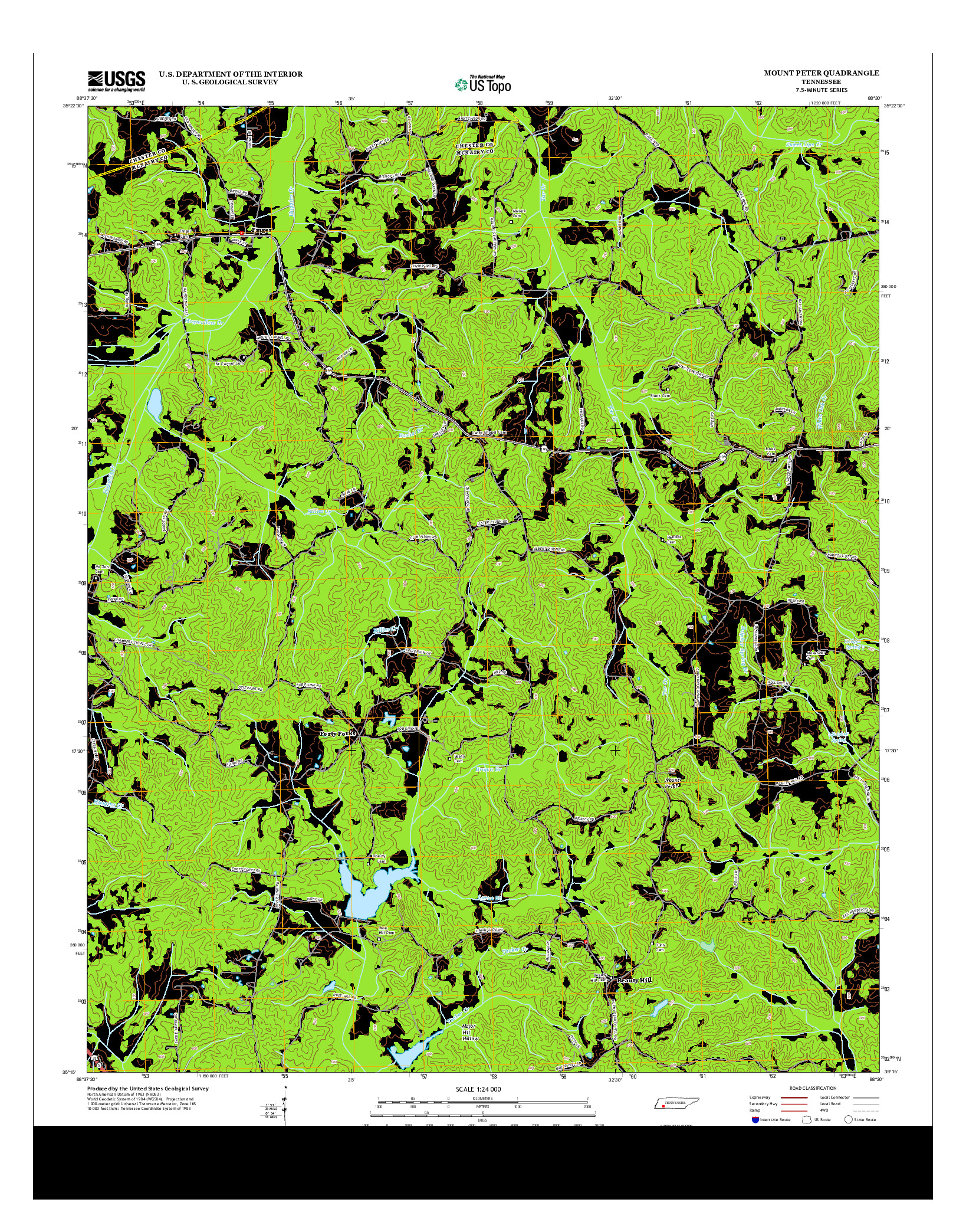 USGS US TOPO 7.5-MINUTE MAP FOR MOUNT PETER, TN 2013