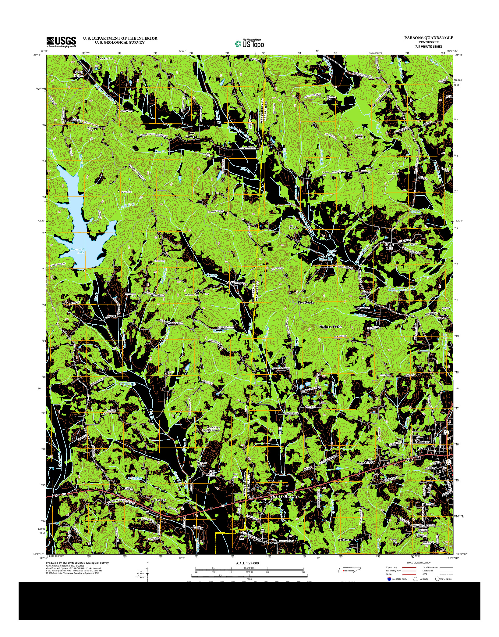 USGS US TOPO 7.5-MINUTE MAP FOR PARSONS, TN 2013