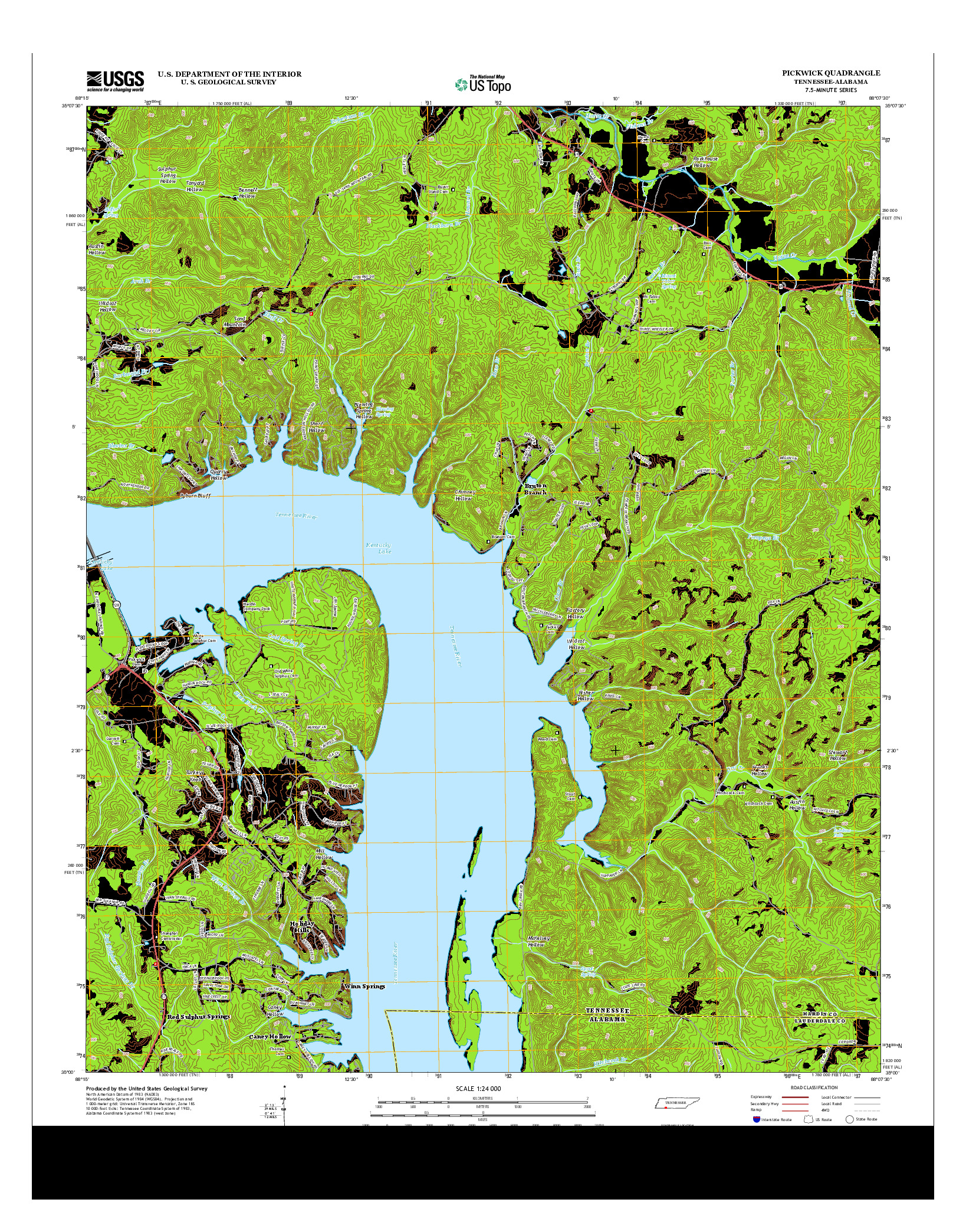 USGS US TOPO 7.5-MINUTE MAP FOR PICKWICK, TN-AL 2013