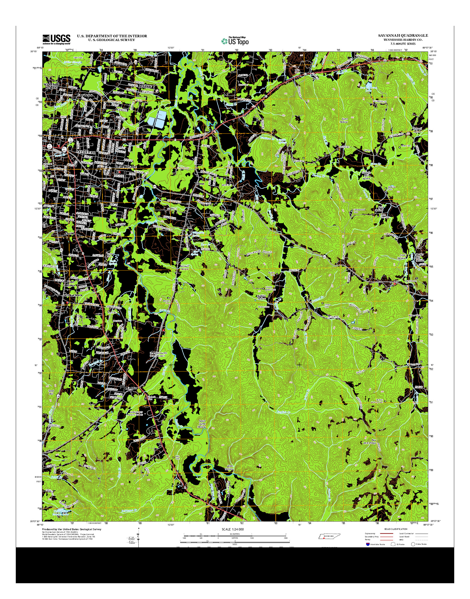 USGS US TOPO 7.5-MINUTE MAP FOR SAVANNAH, TN 2013