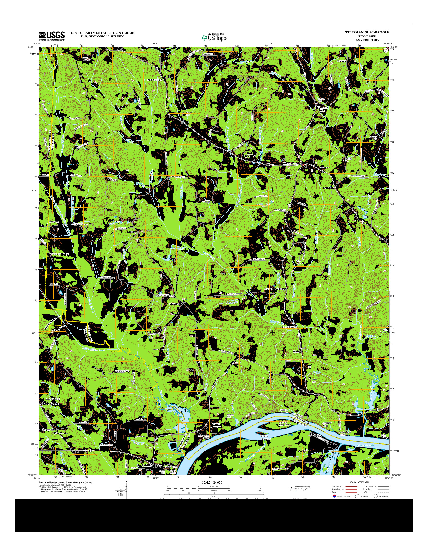 USGS US TOPO 7.5-MINUTE MAP FOR THURMAN, TN 2013