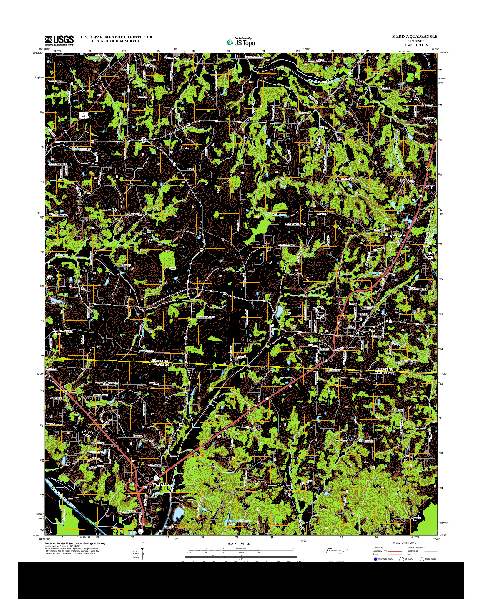 USGS US TOPO 7.5-MINUTE MAP FOR MEDINA, TN 2013