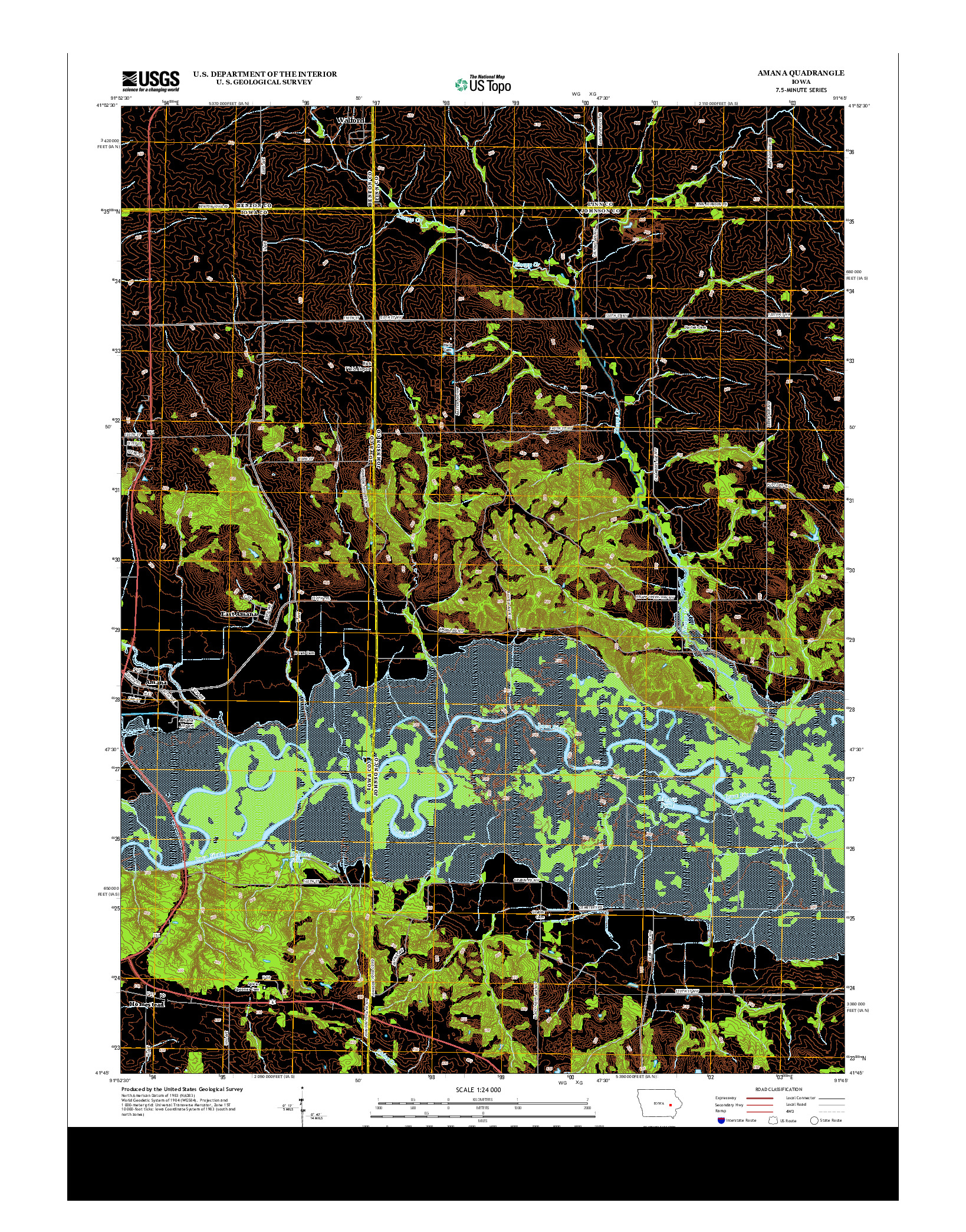 USGS US TOPO 7.5-MINUTE MAP FOR AMANA, IA 2013