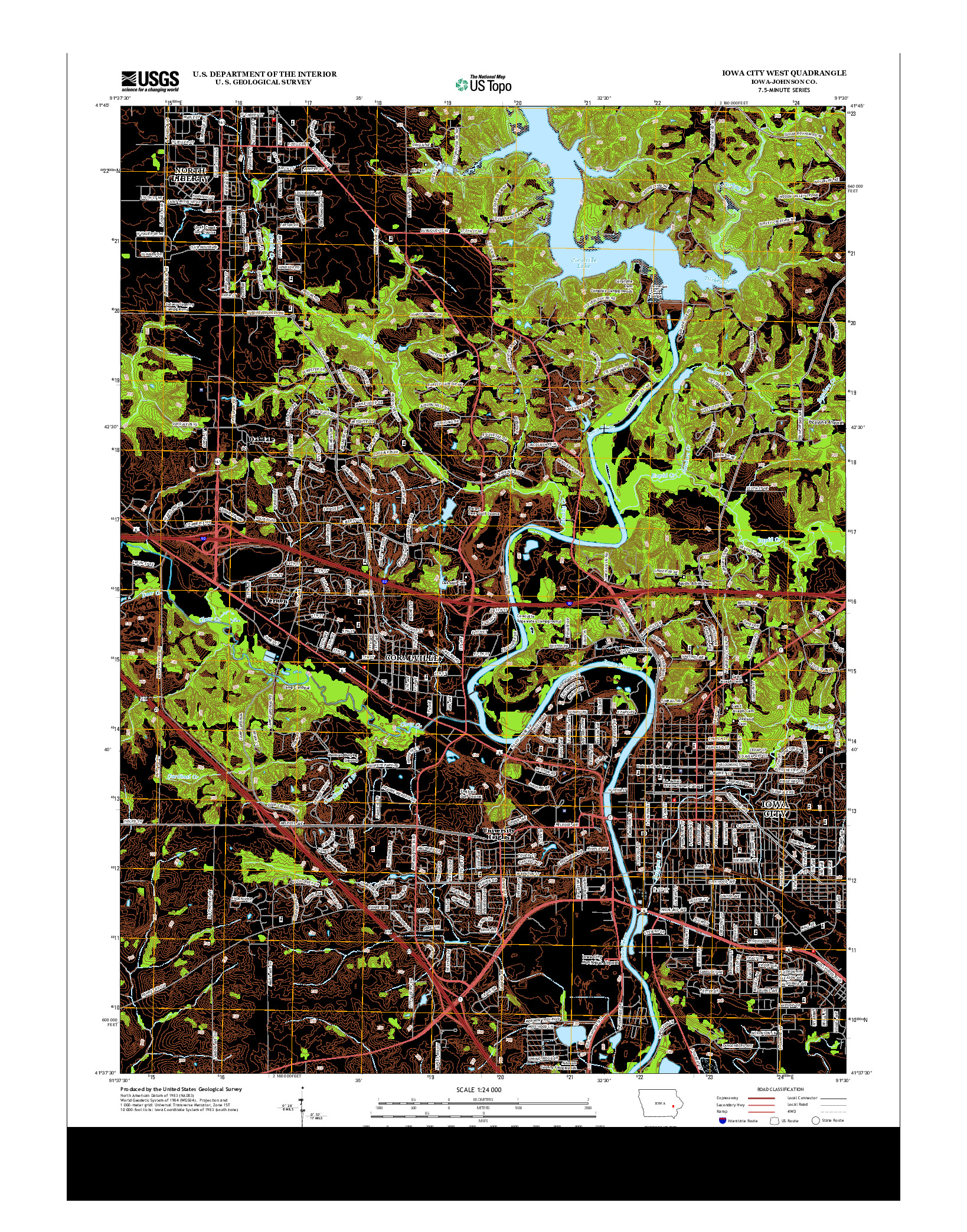 USGS US TOPO 7.5-MINUTE MAP FOR IOWA CITY WEST, IA 2013