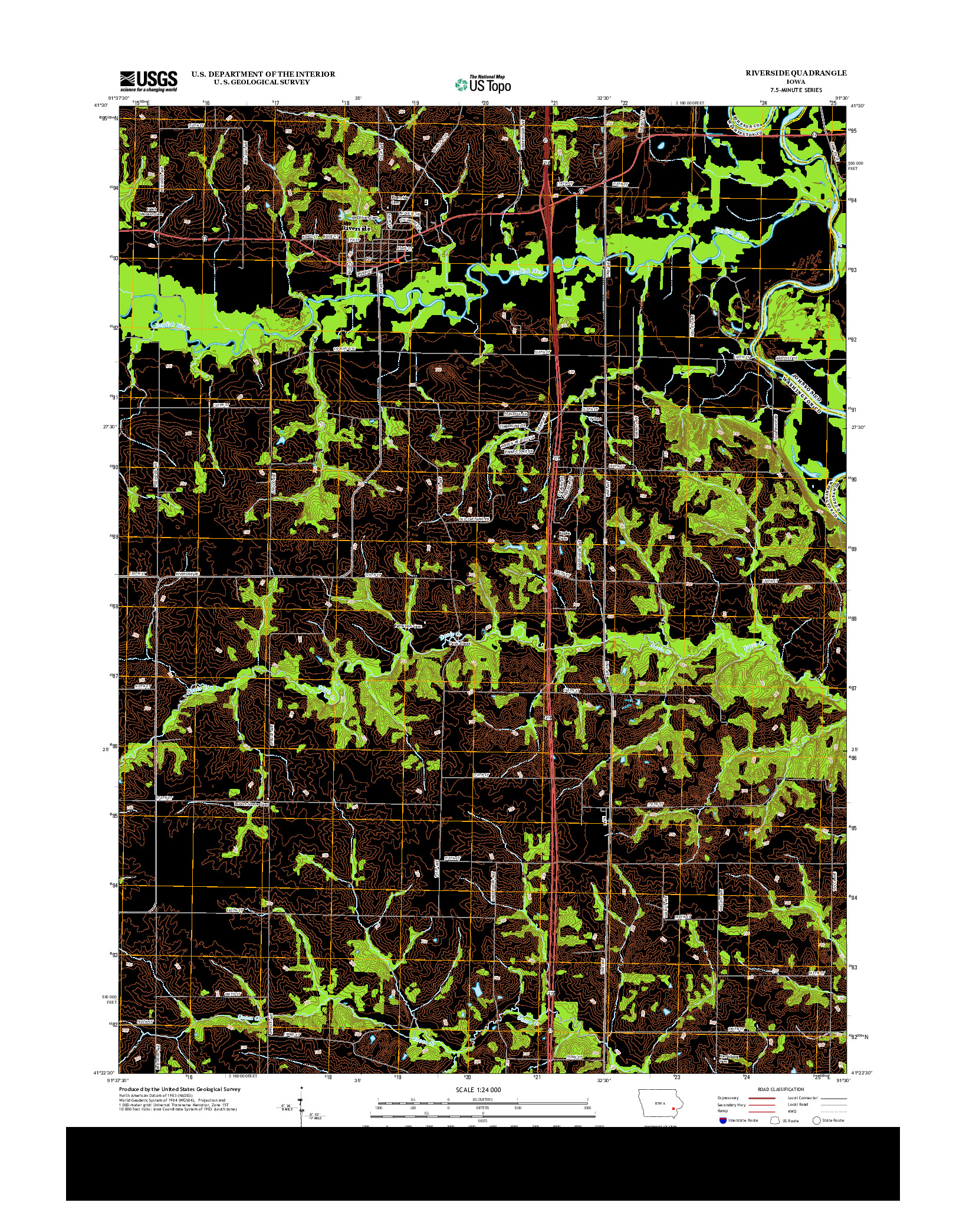 USGS US TOPO 7.5-MINUTE MAP FOR RIVERSIDE, IA 2013