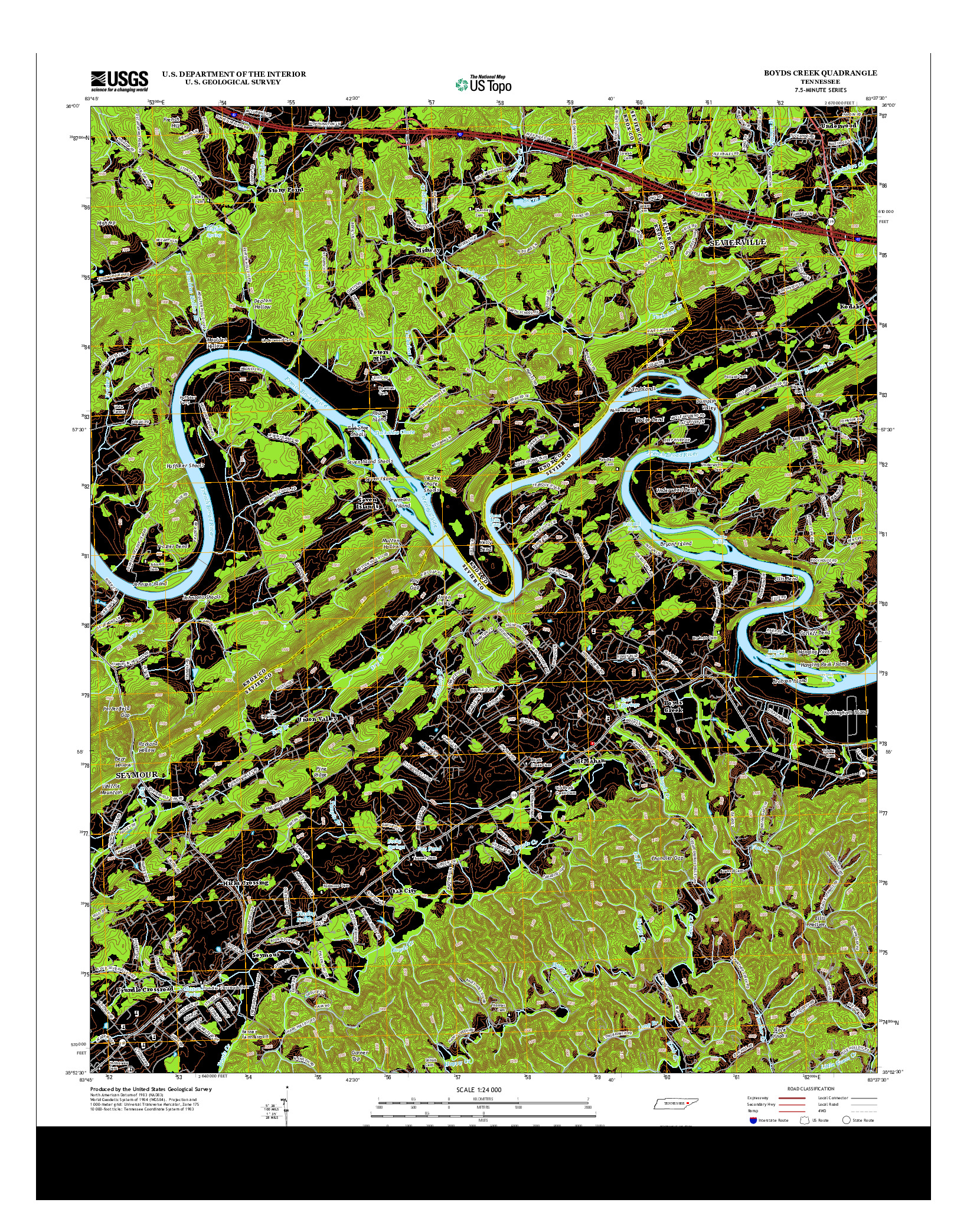 USGS US TOPO 7.5-MINUTE MAP FOR BOYDS CREEK, TN 2013