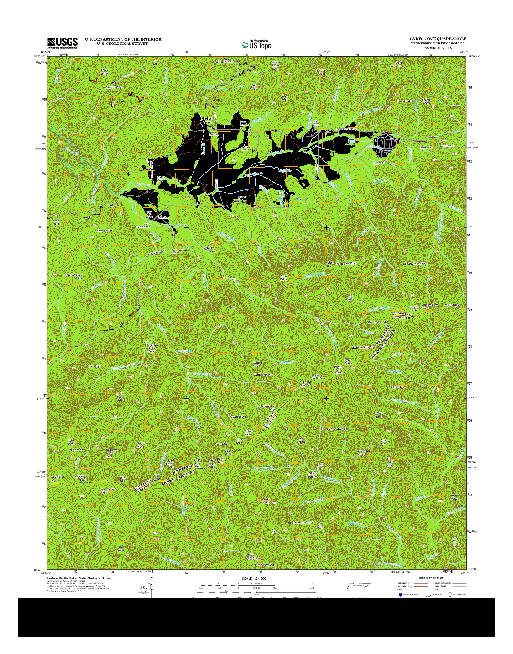 USGS US TOPO 7.5-MINUTE MAP FOR CADES COVE, TN-NC 2013