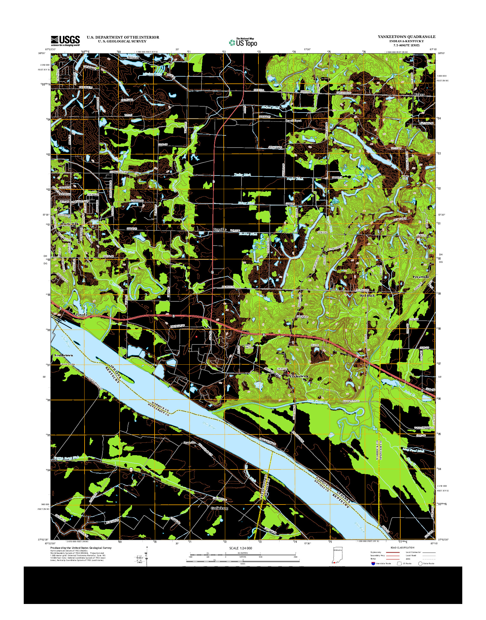 USGS US TOPO 7.5-MINUTE MAP FOR YANKEETOWN, IN-KY 2013