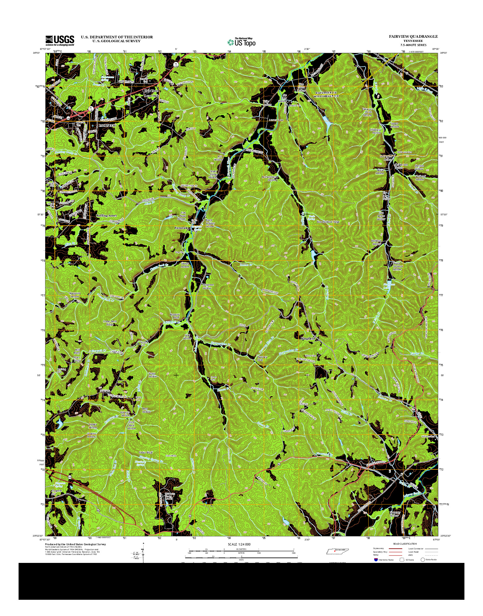 USGS US TOPO 7.5-MINUTE MAP FOR FAIRVIEW, TN 2013