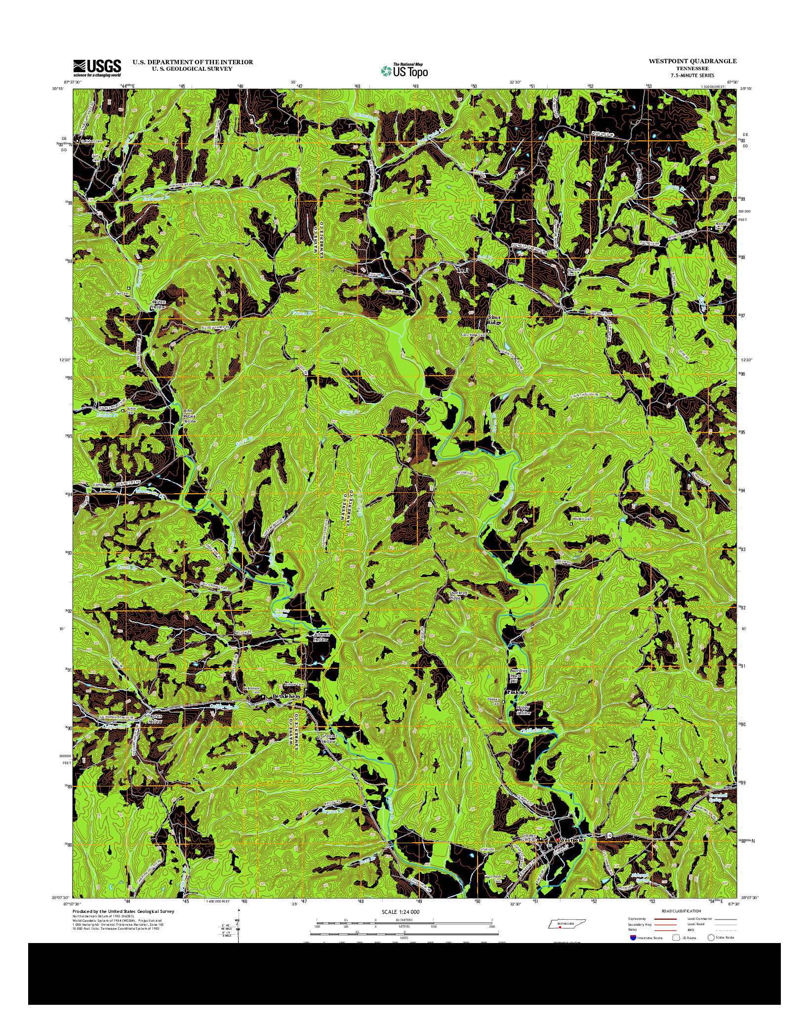 USGS US TOPO 7.5-MINUTE MAP FOR WESTPOINT, TN 2013