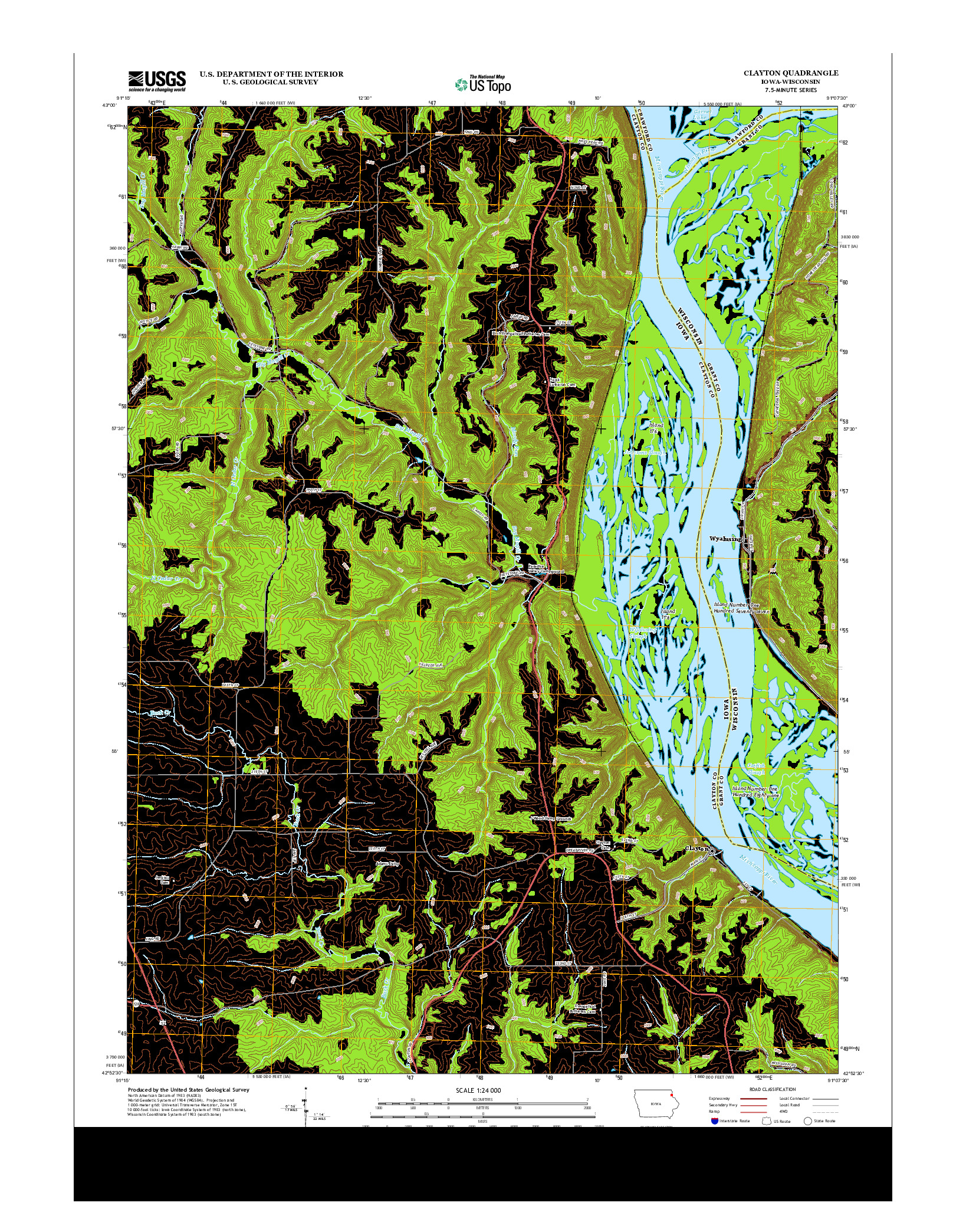 USGS US TOPO 7.5-MINUTE MAP FOR CLAYTON, IA-WI 2013