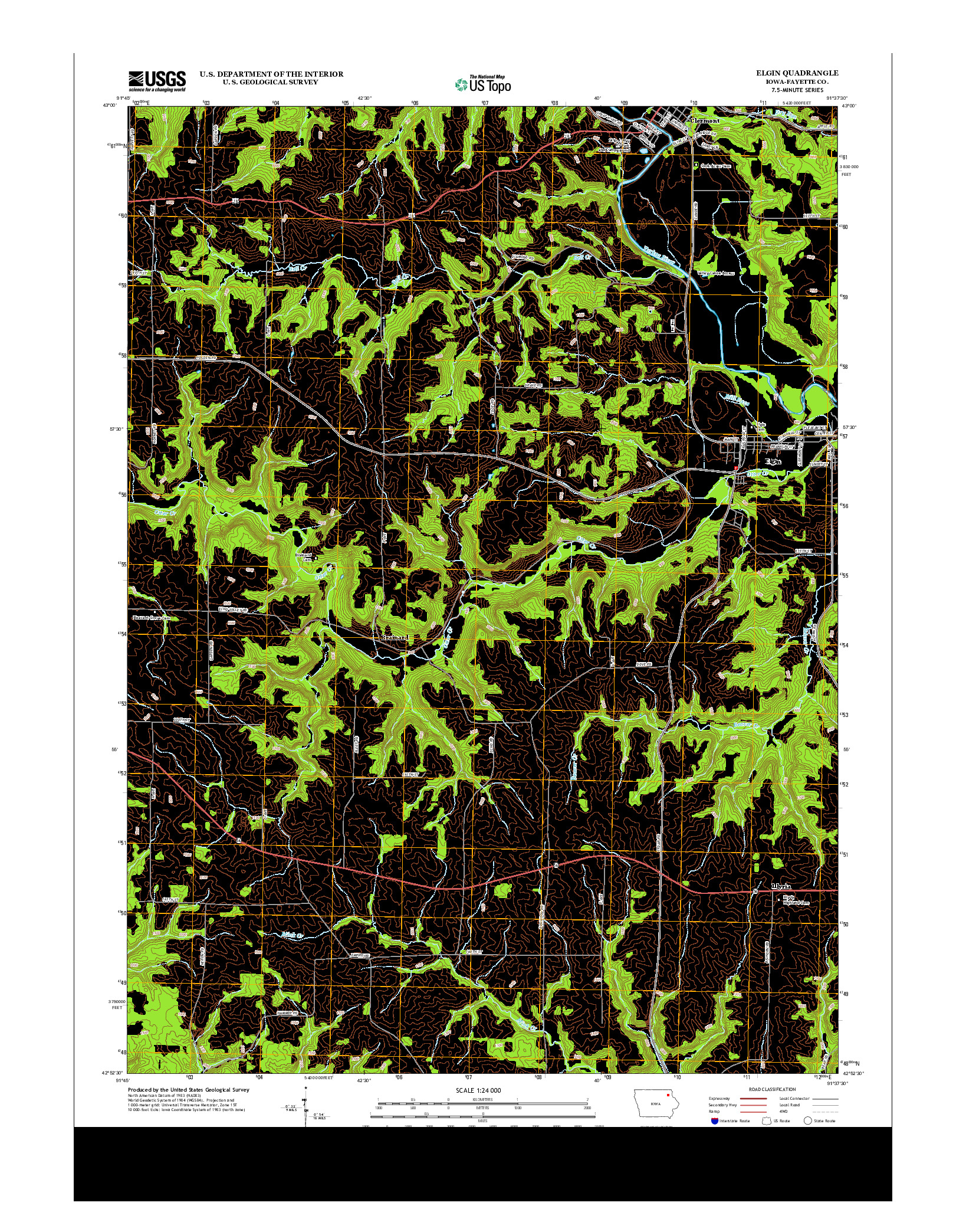 USGS US TOPO 7.5-MINUTE MAP FOR ELGIN, IA 2013