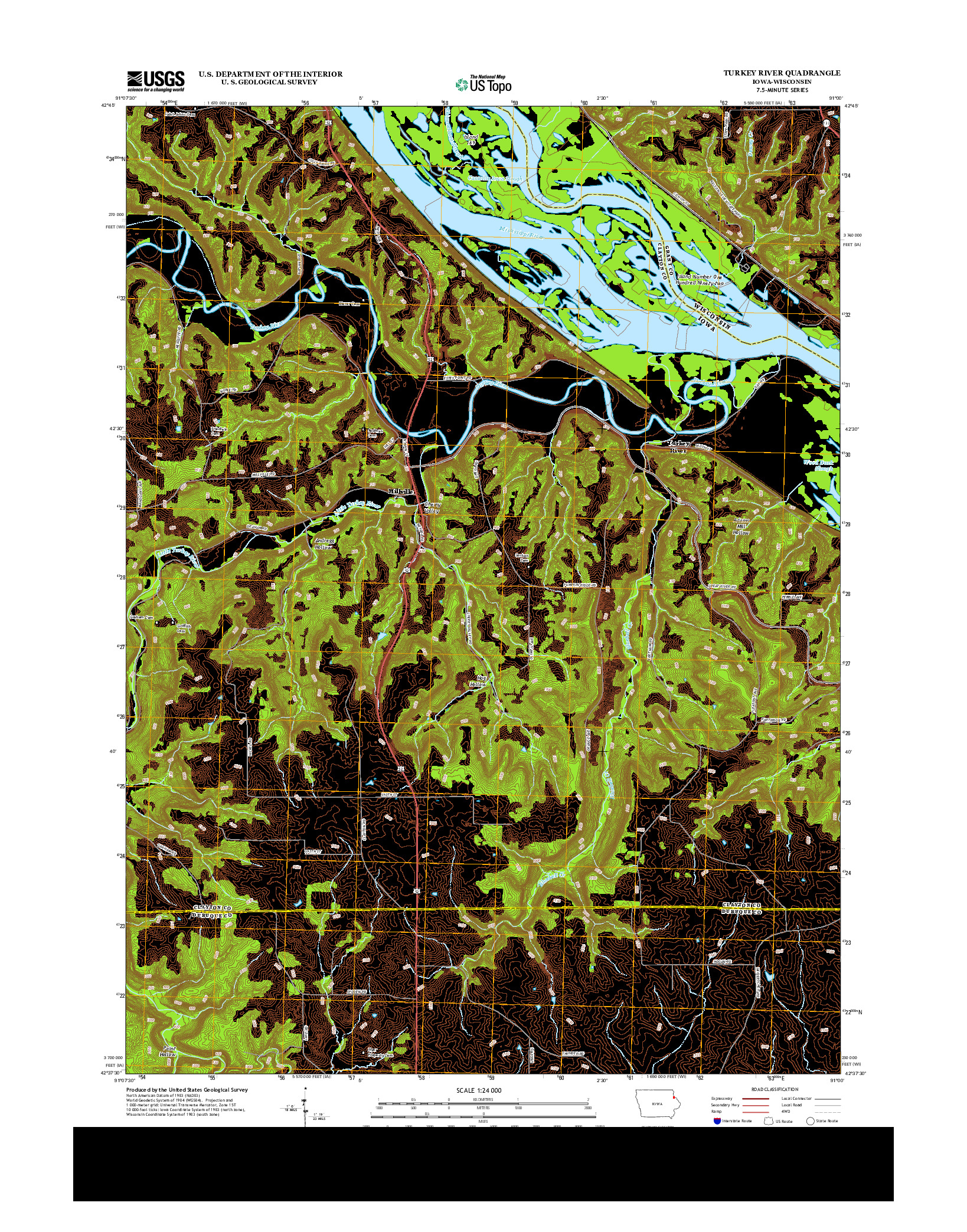 USGS US TOPO 7.5-MINUTE MAP FOR TURKEY RIVER, IA-WI 2013