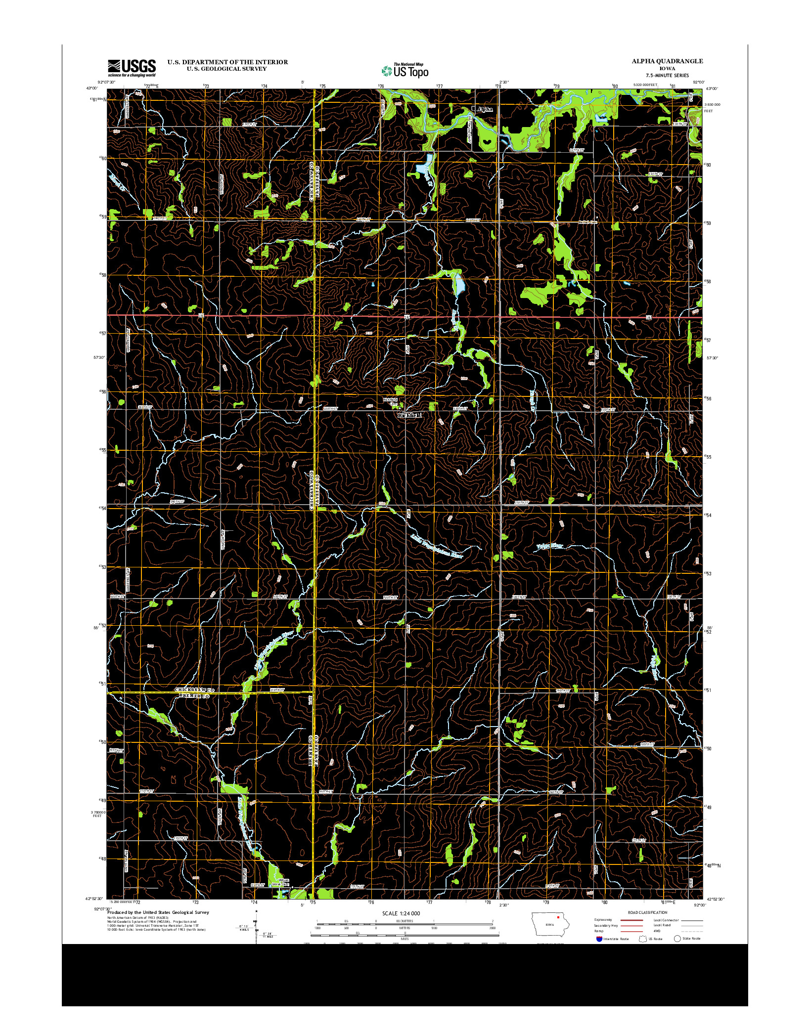 USGS US TOPO 7.5-MINUTE MAP FOR ALPHA, IA 2013