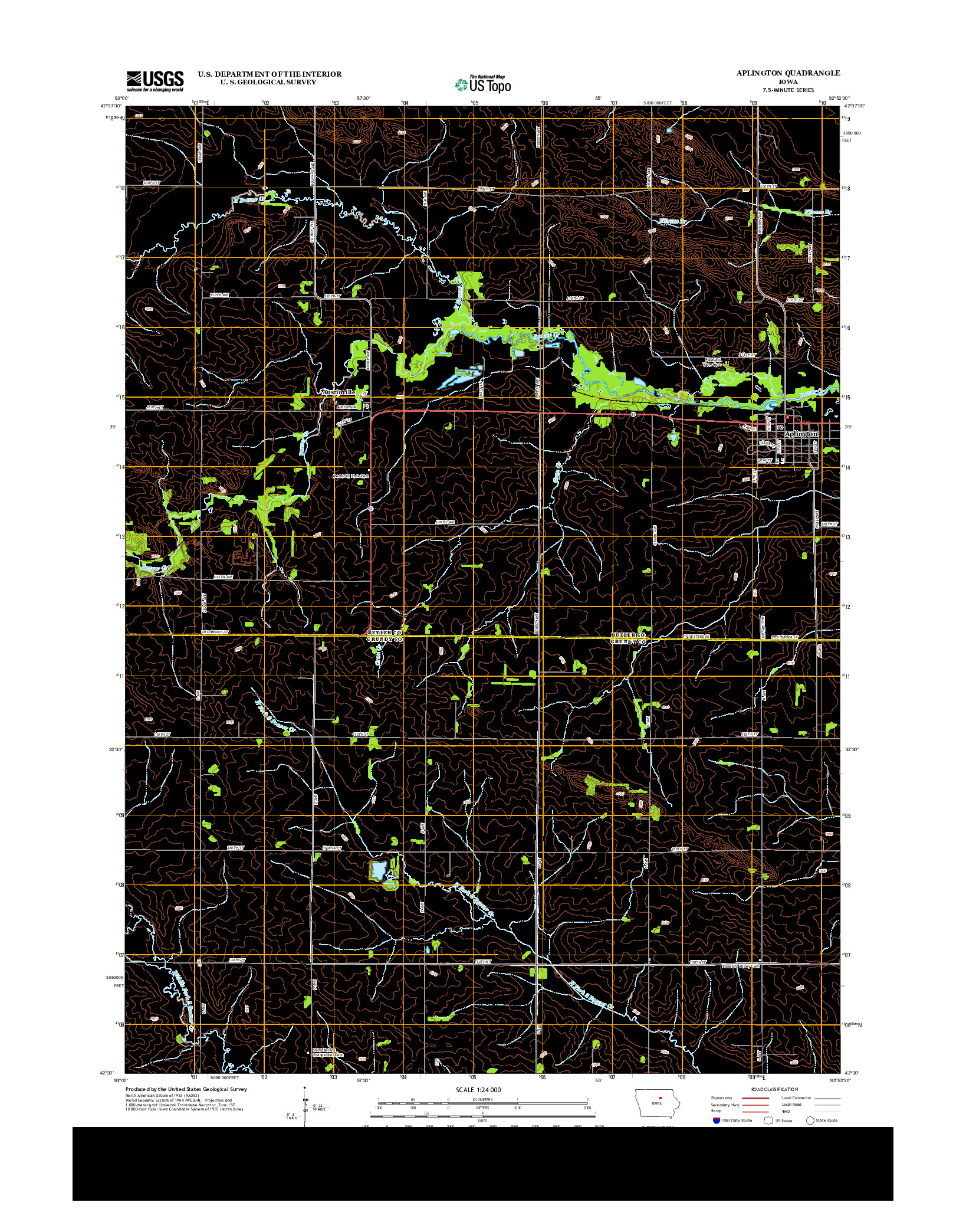 USGS US TOPO 7.5-MINUTE MAP FOR APLINGTON, IA 2013